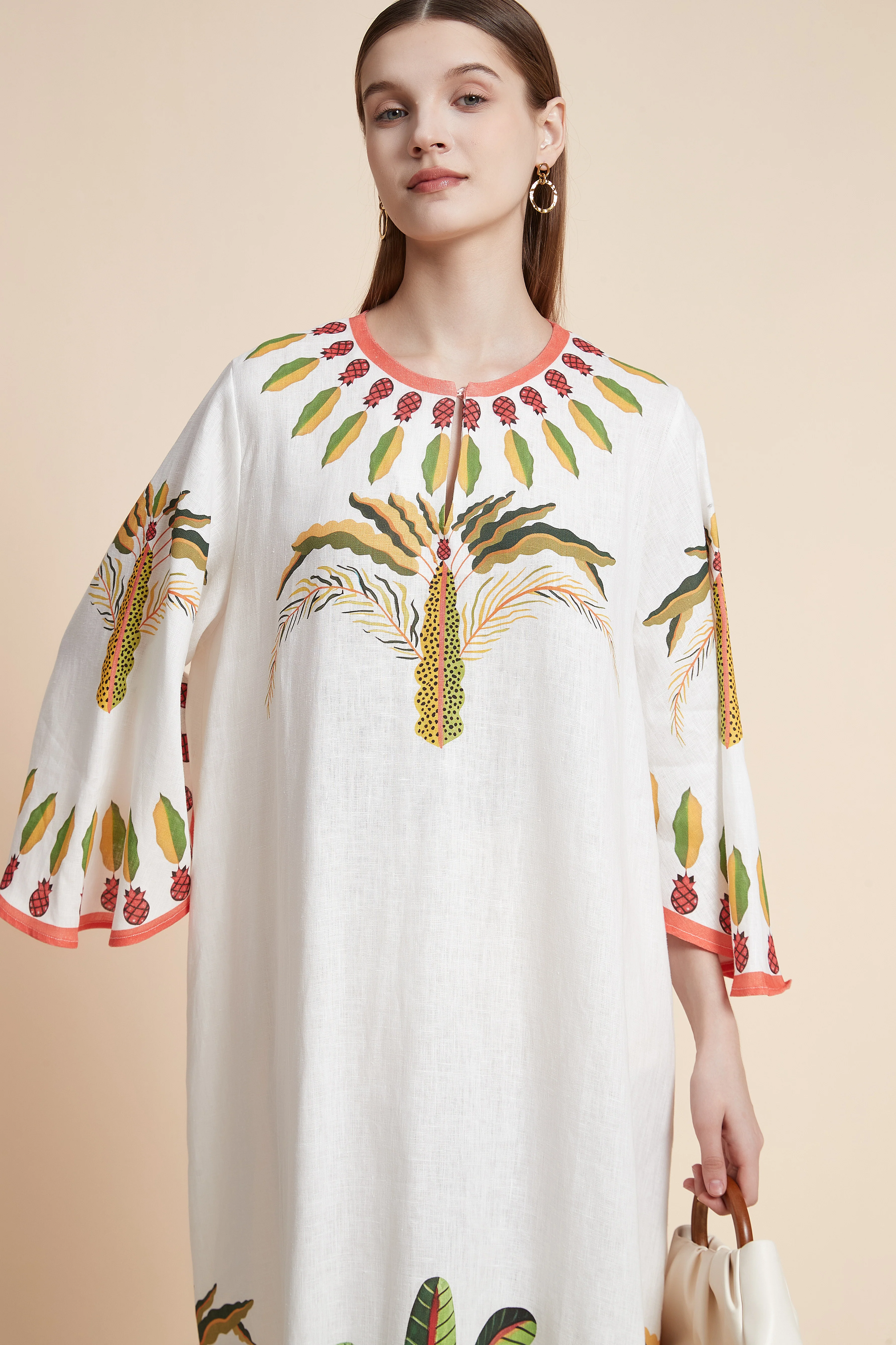 Tropical Palm Linen Kaftan - Image 4