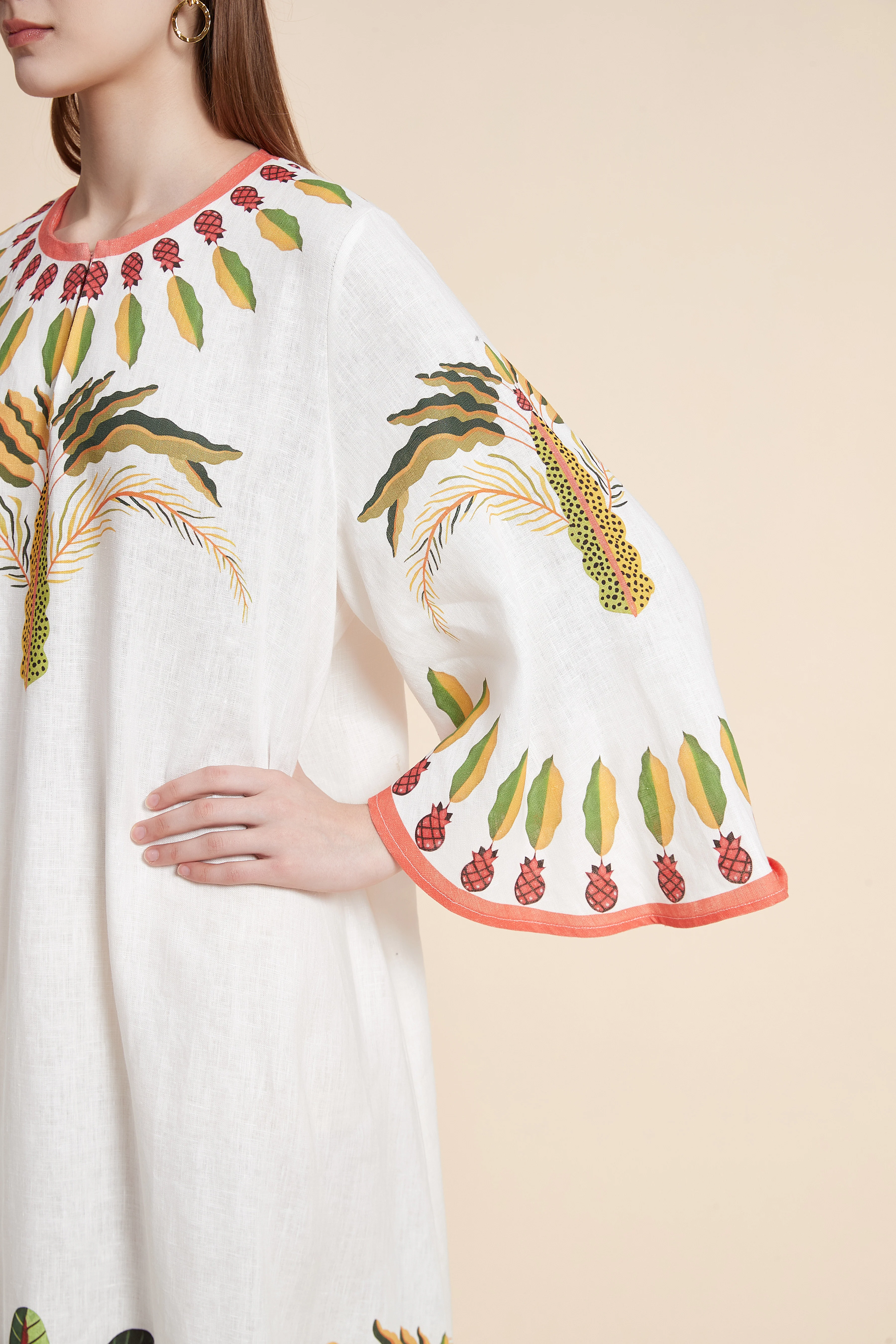 Tropical Palm Linen Kaftan - Image 5