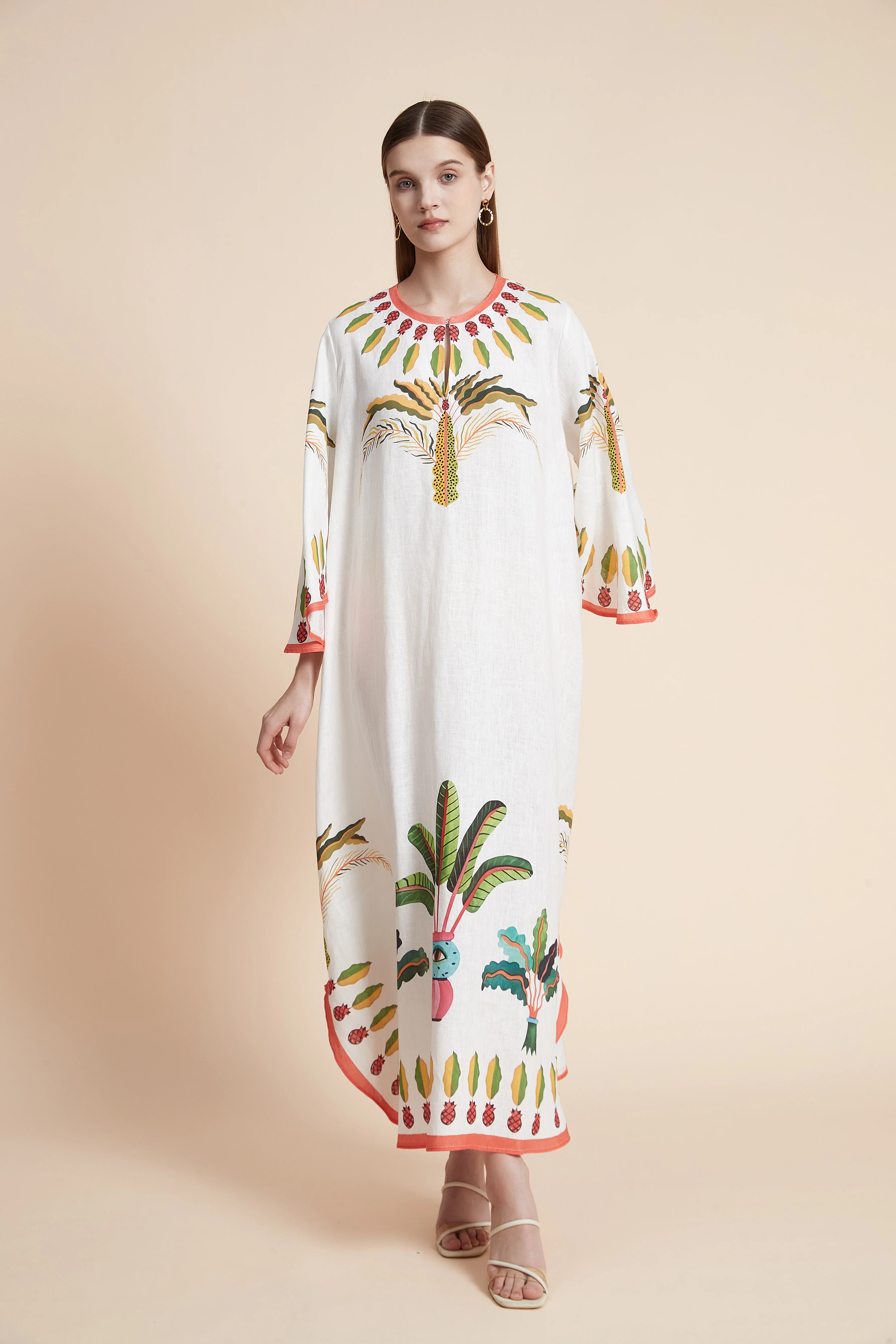 Tropical Palm Linen Kaftan - Image 7