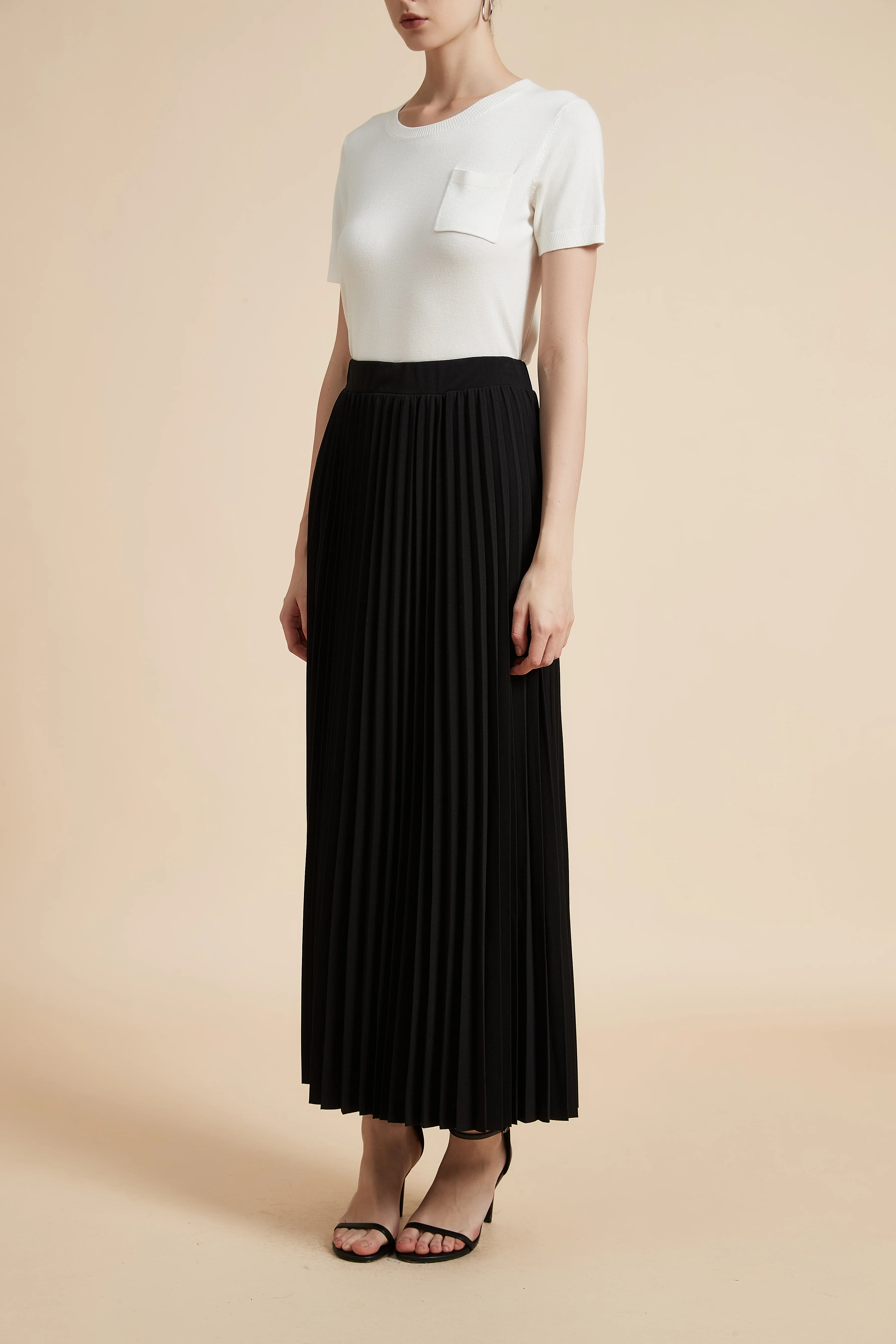 Solid Long Pleated Skirt - Image 7