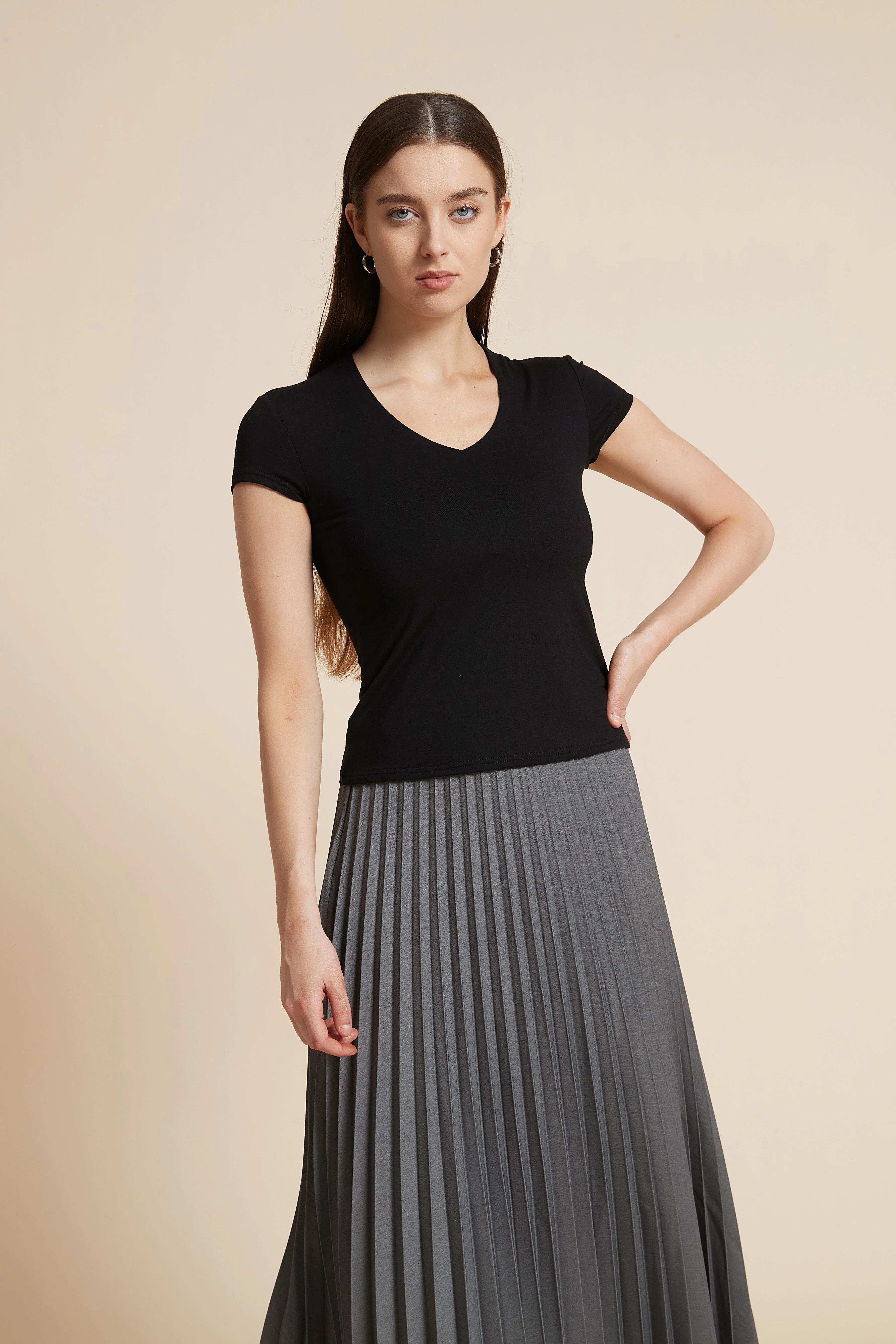 Short Sleeve Solid Waist-Length Blouse