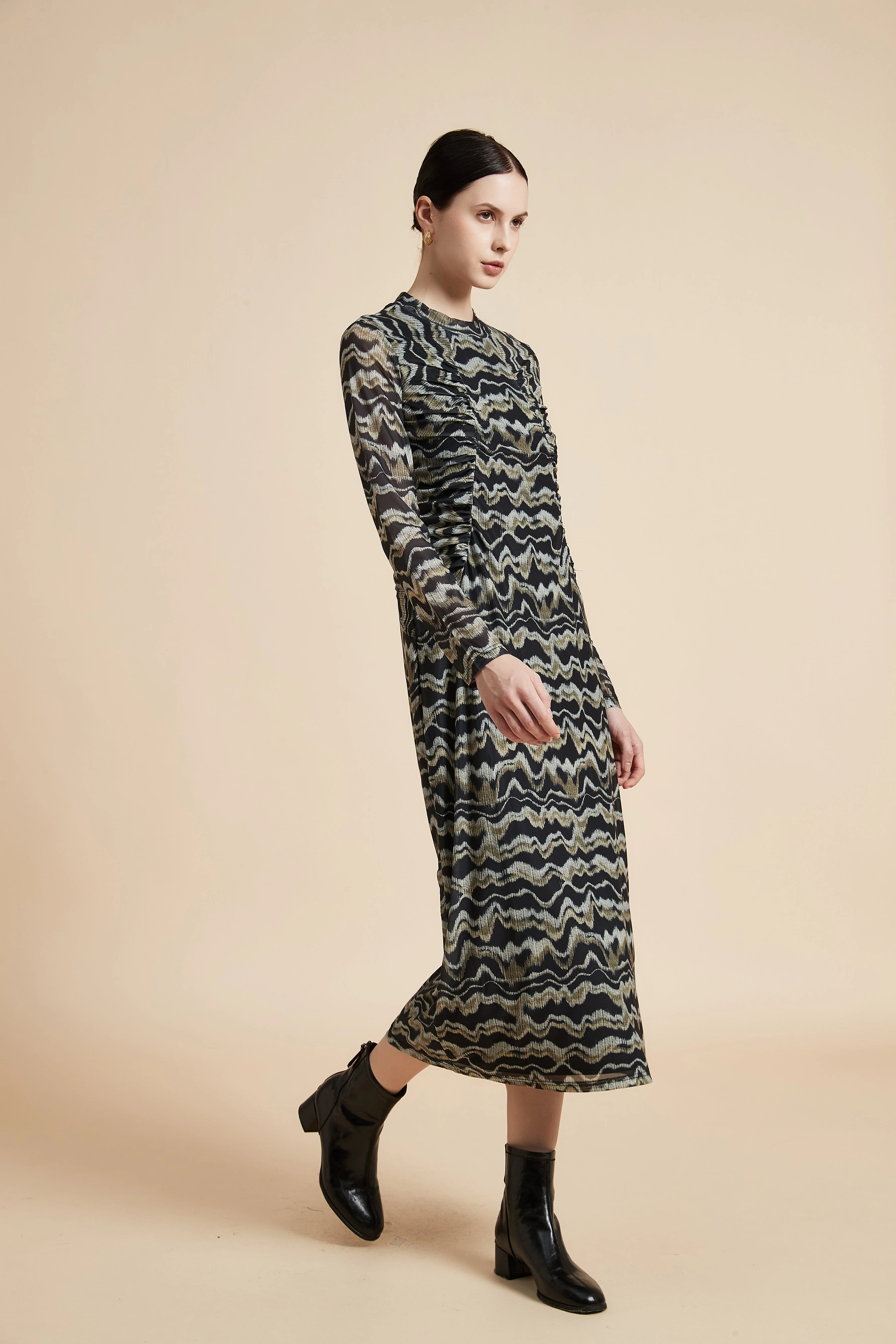 Printed Long Sleeve Midi Dress - Image 3