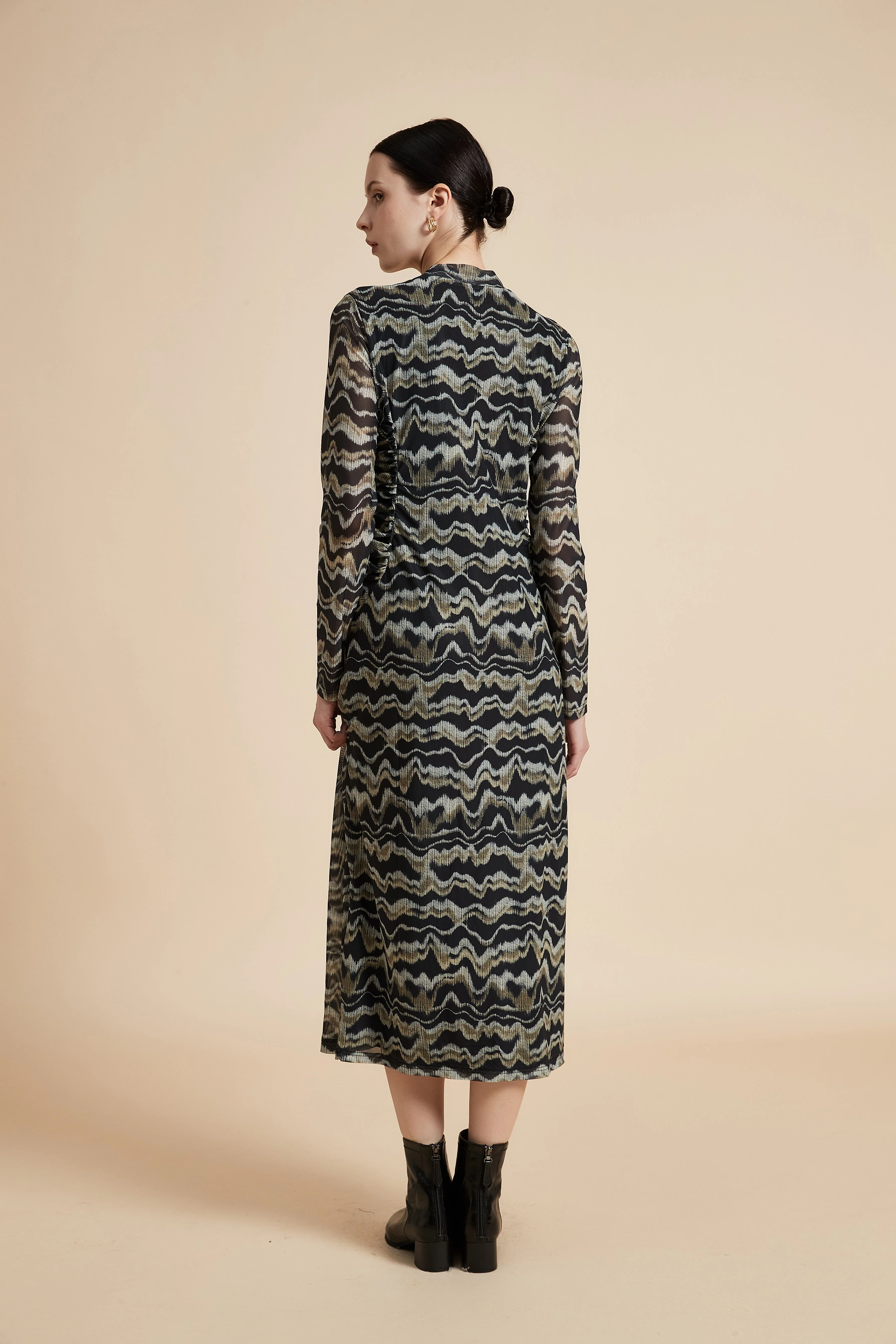 Printed Long Sleeve Midi Dress - Image 5