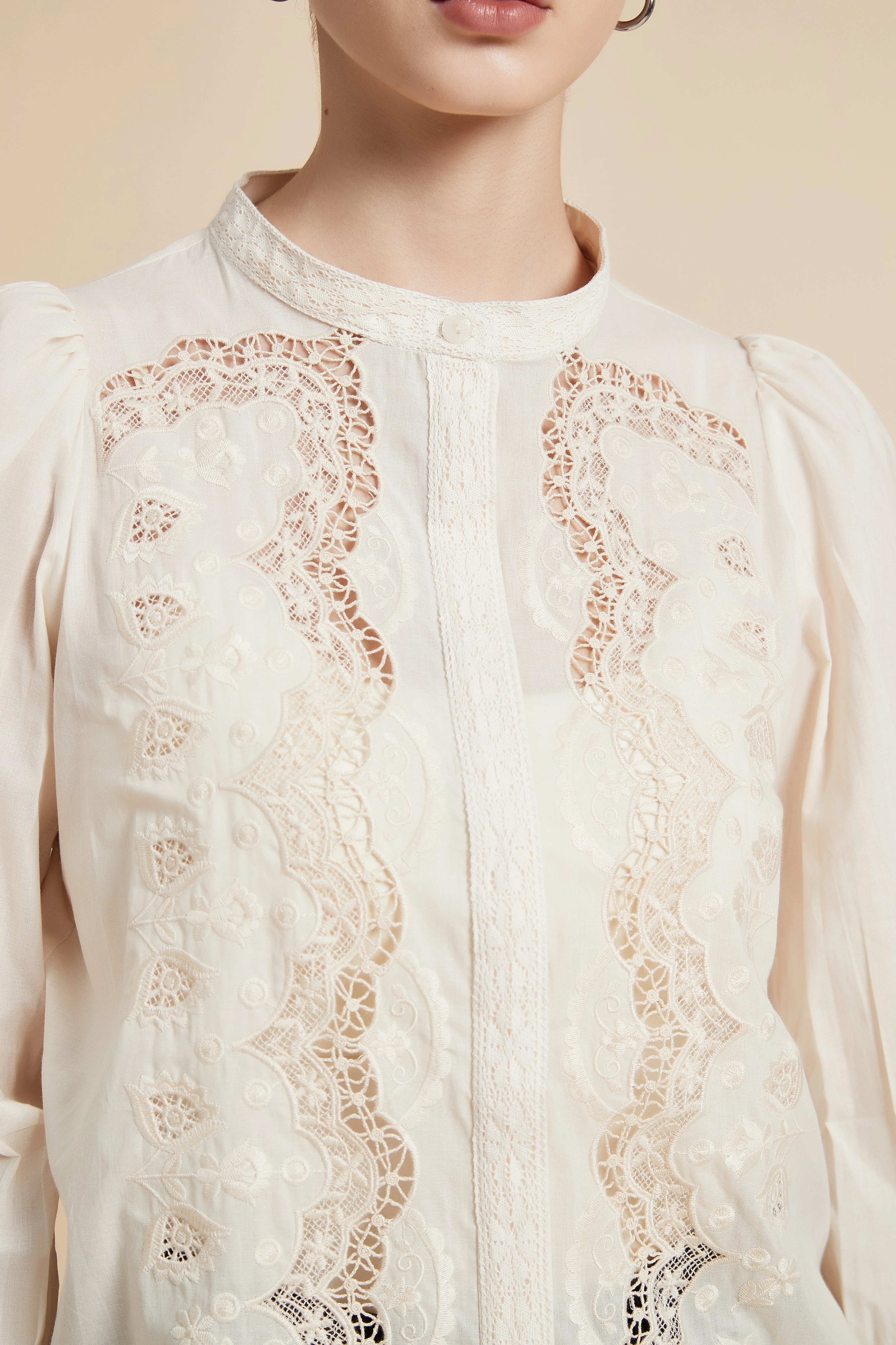 Lace Long Sleeve Top with Round Neck - Image 4