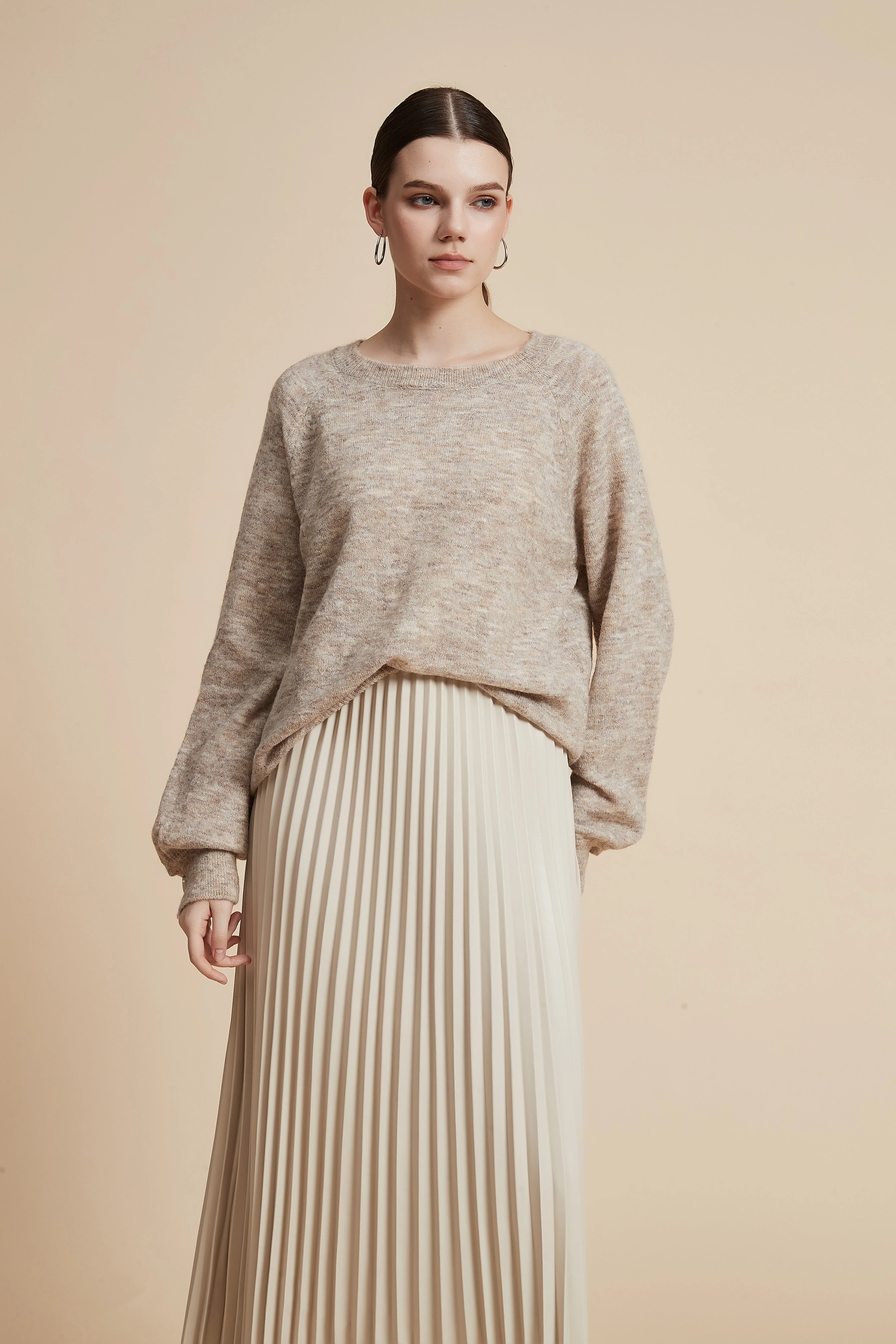 Solid Long Sleeve Oversized Sweater