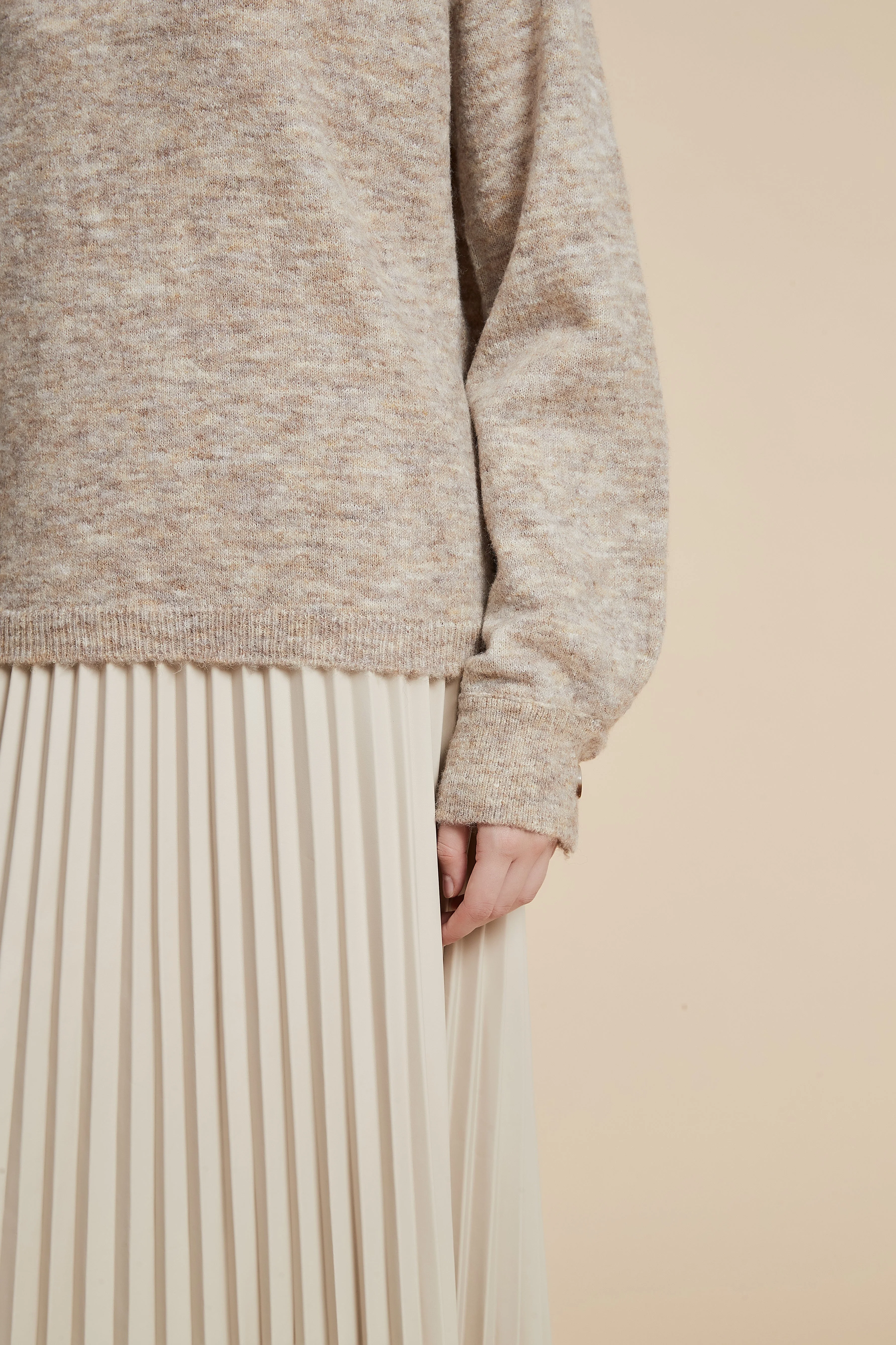 Solid Long Sleeve Oversized Sweater - Image 2