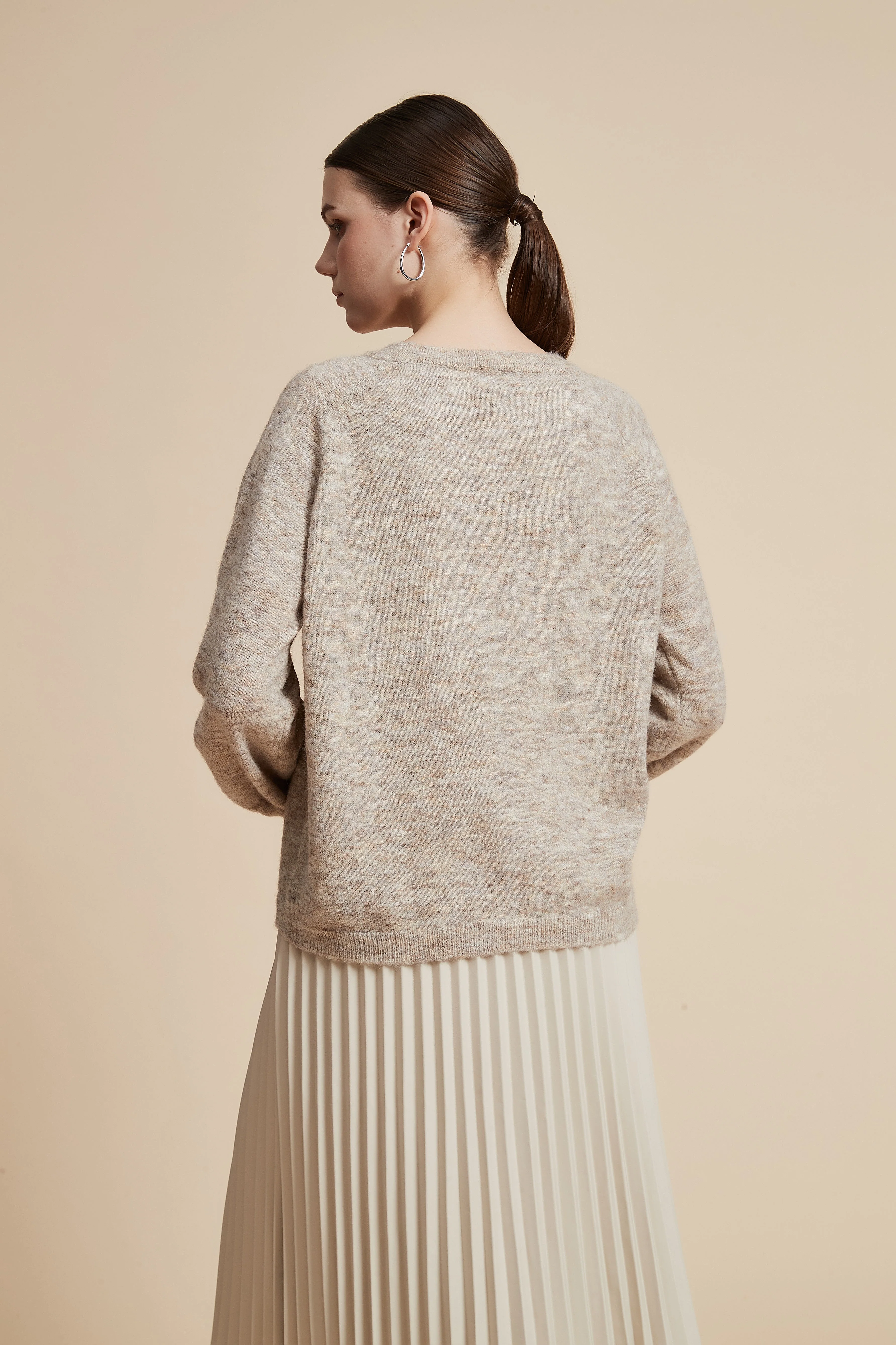 Solid Long Sleeve Oversized Sweater - Image 3