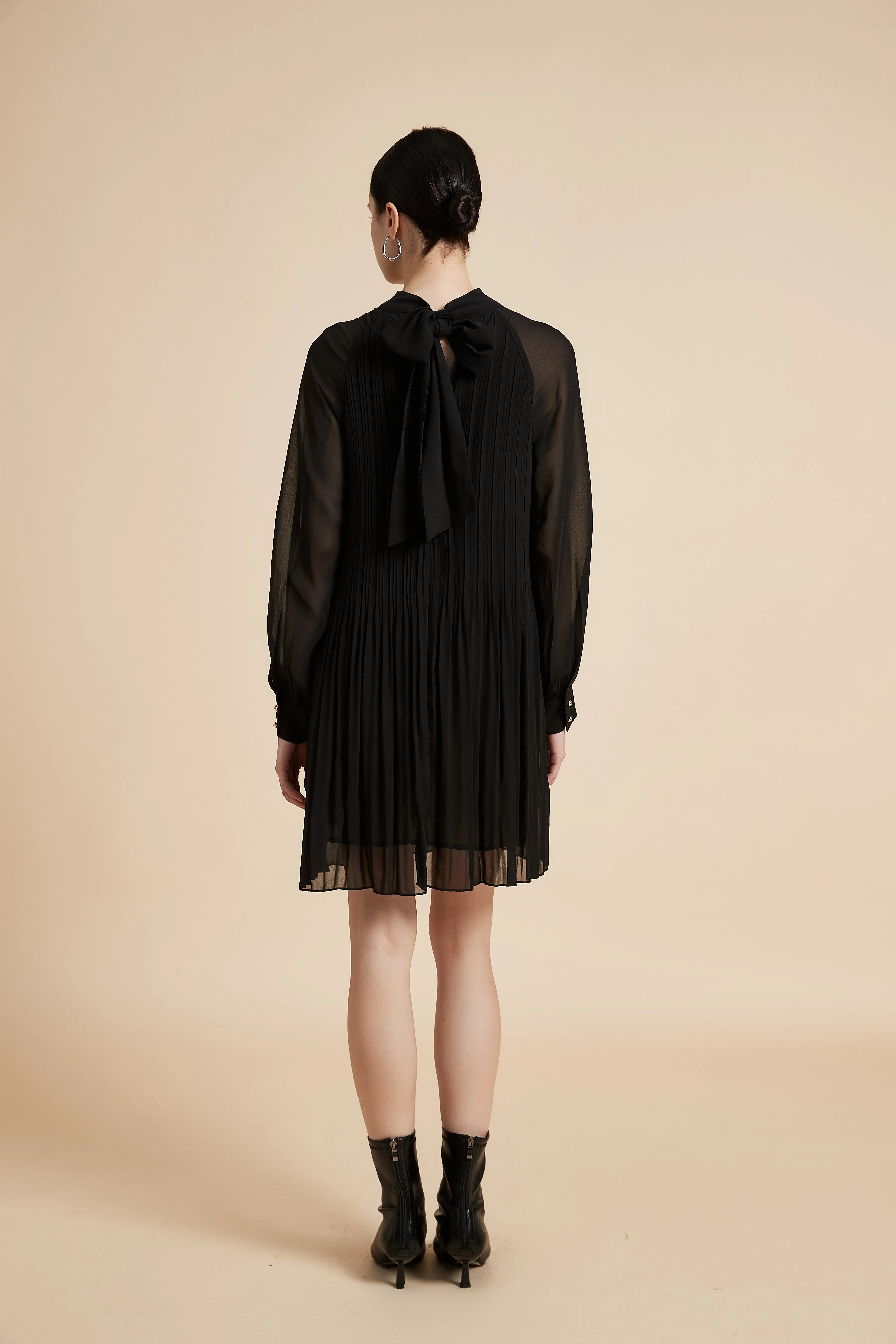 Pleated Long Sleeve Mini Dress - Image 5