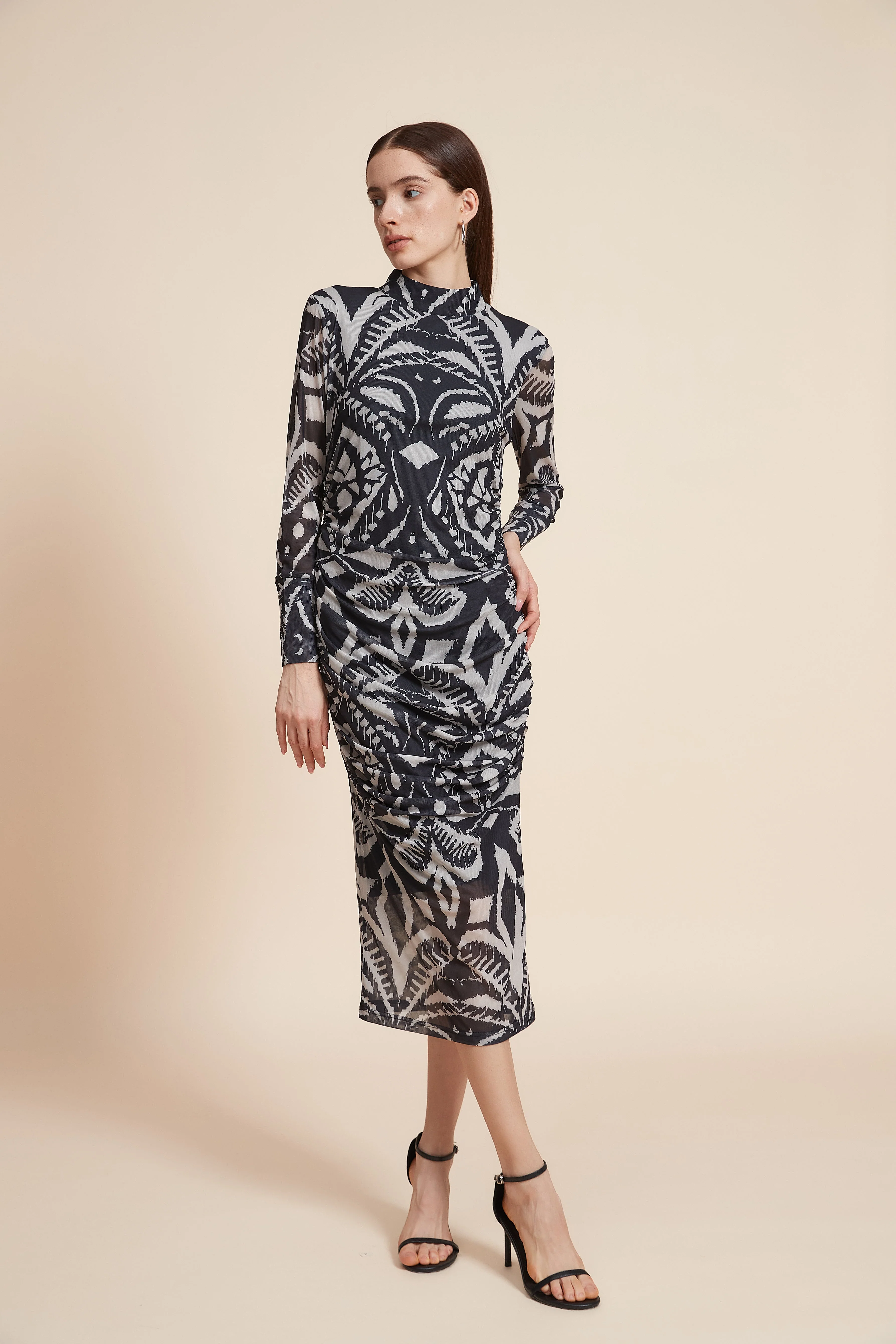 Printed Long Sleeve Midi Dress - Image 2