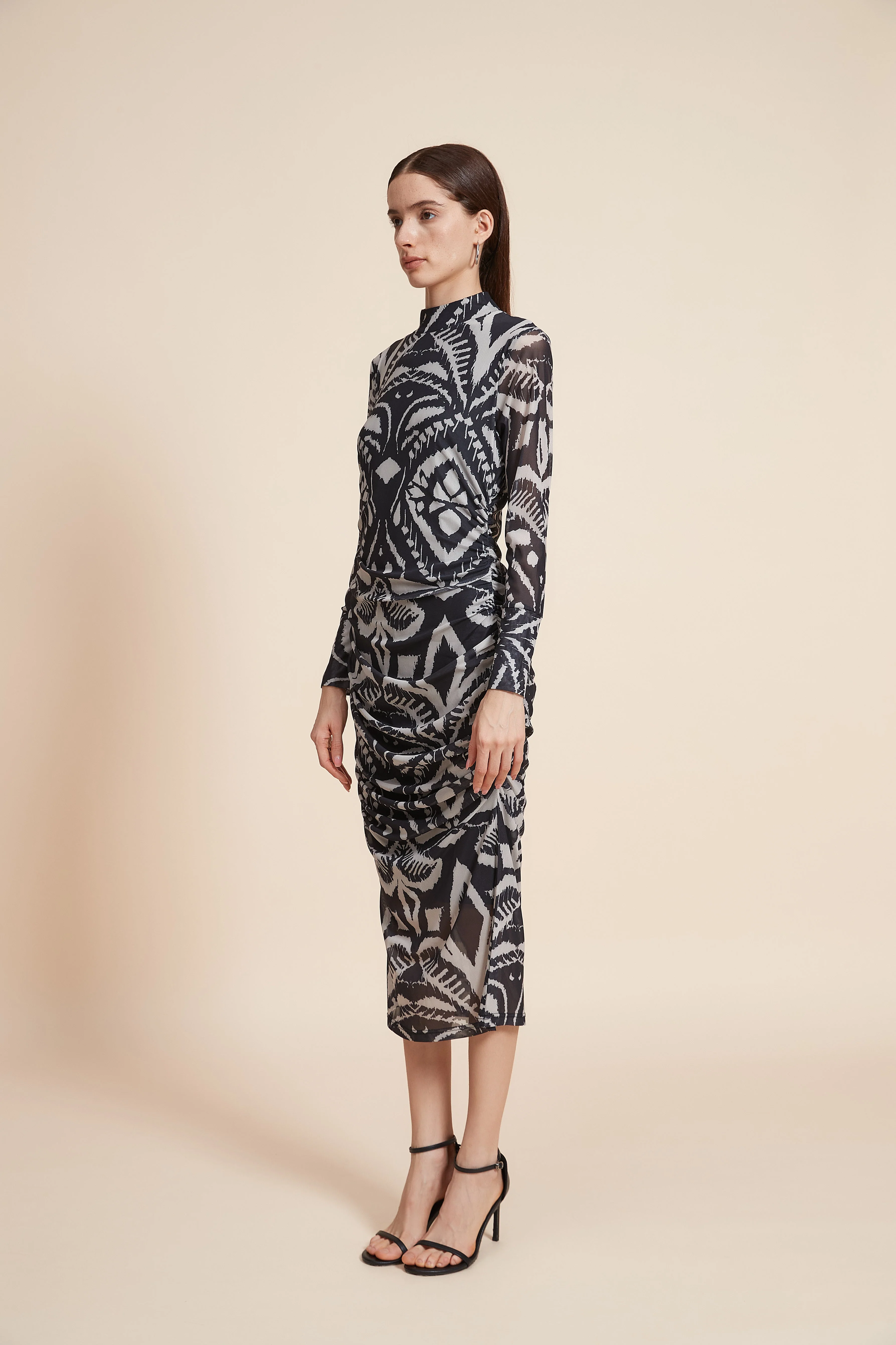 Printed Long Sleeve Midi Dress - Image 4