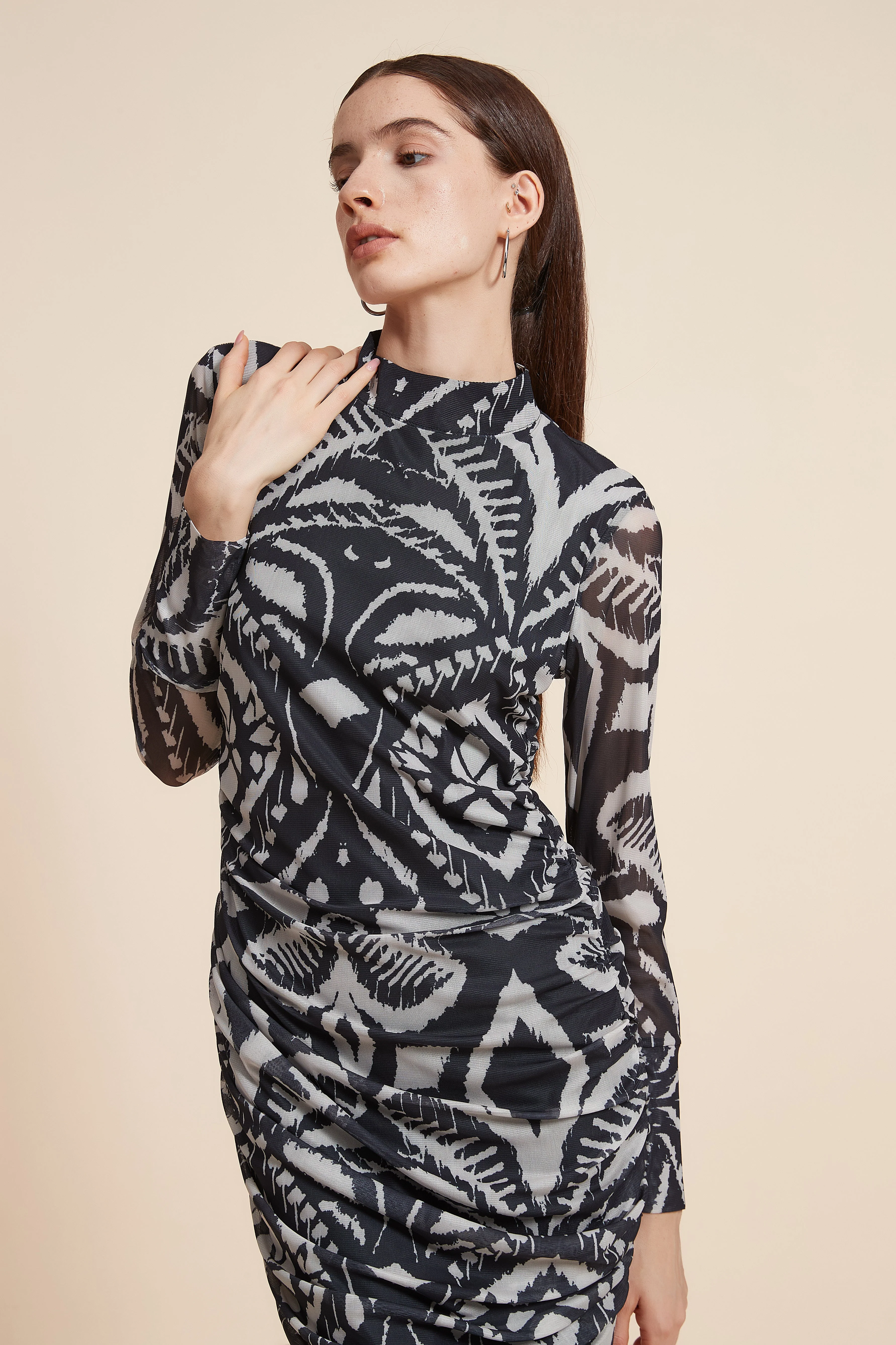 Printed Long Sleeve Midi Dress - Image 5