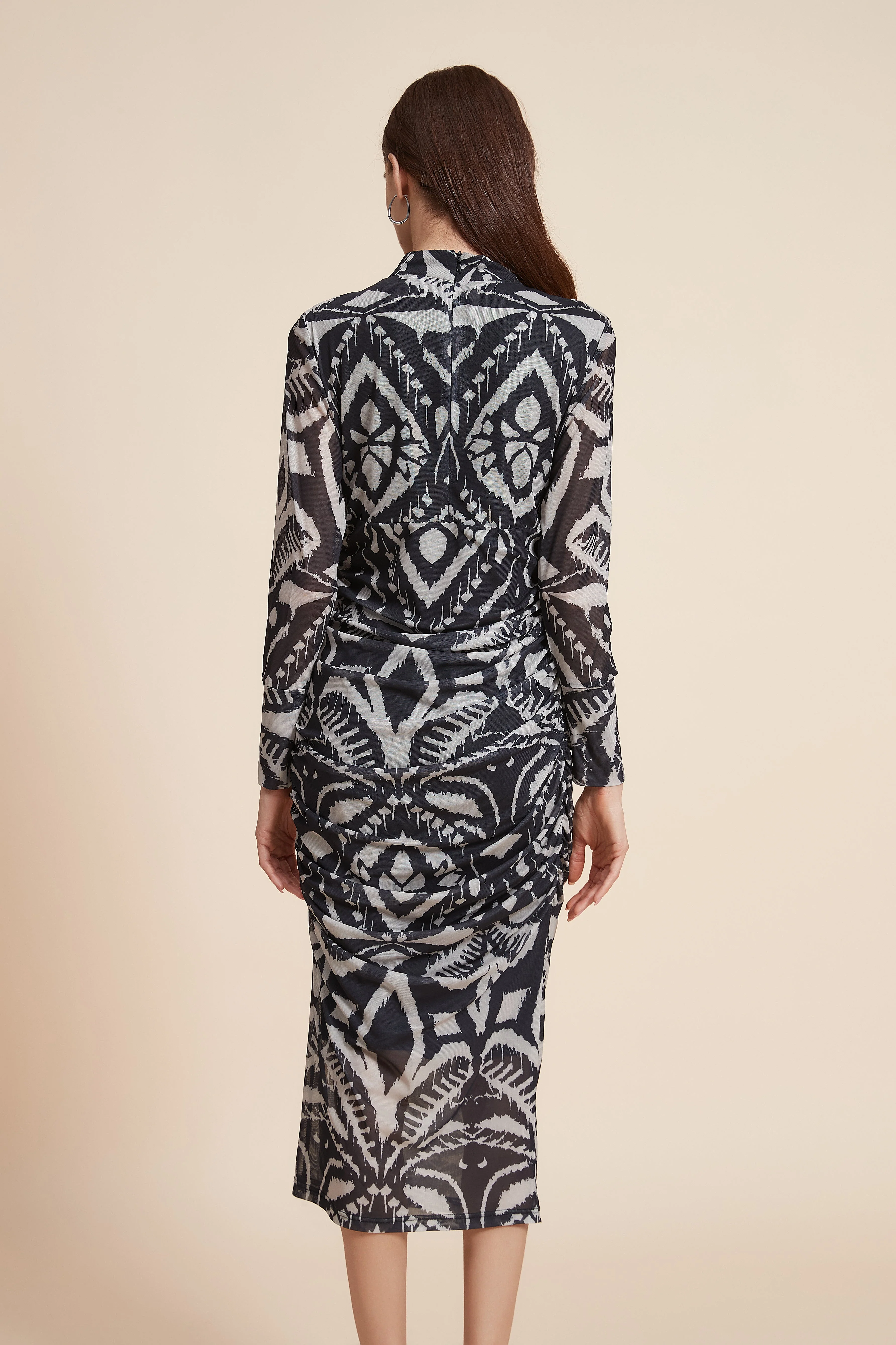 Printed Long Sleeve Midi Dress - Image 7