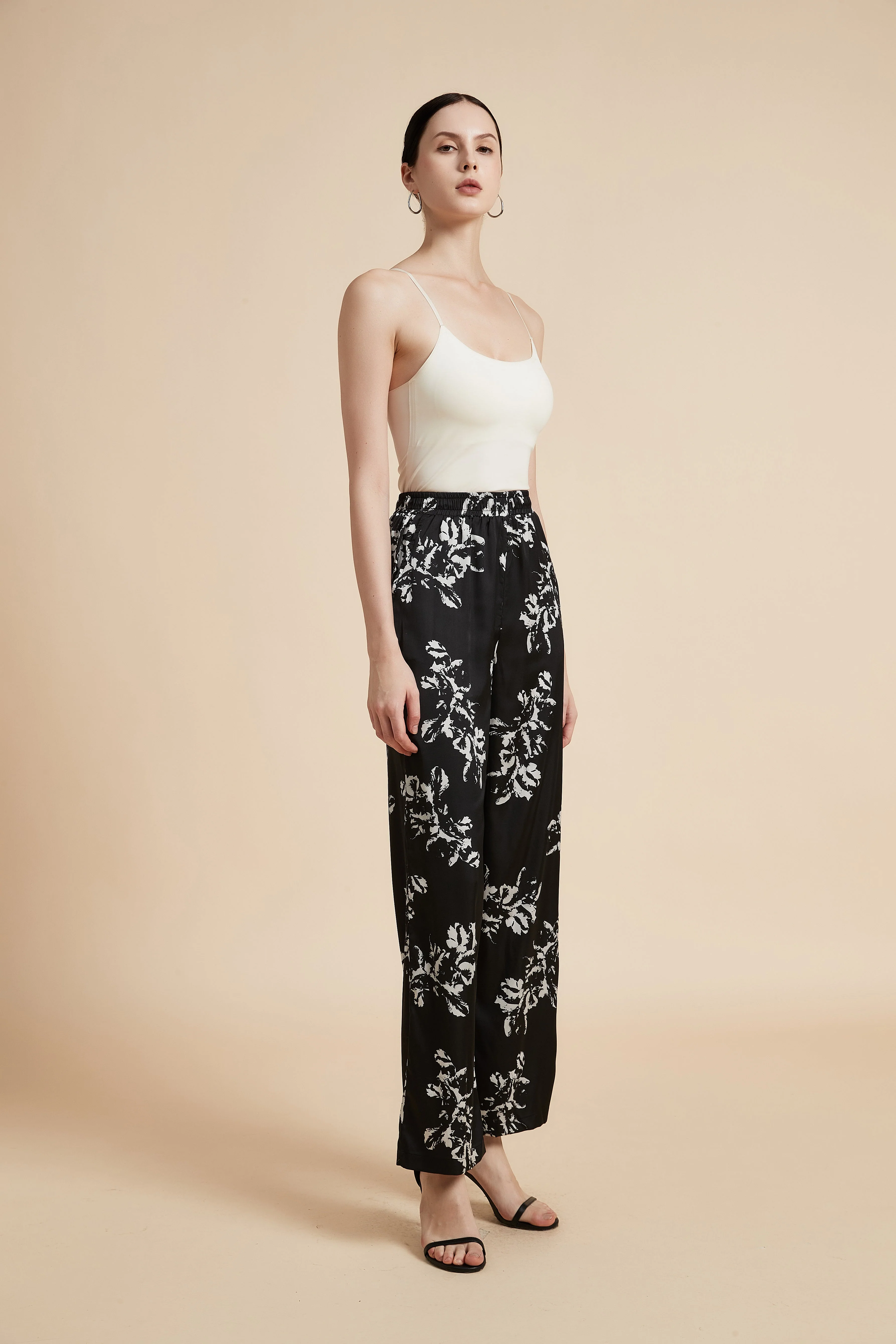 Wide Leg Floral Trousers - Image 2