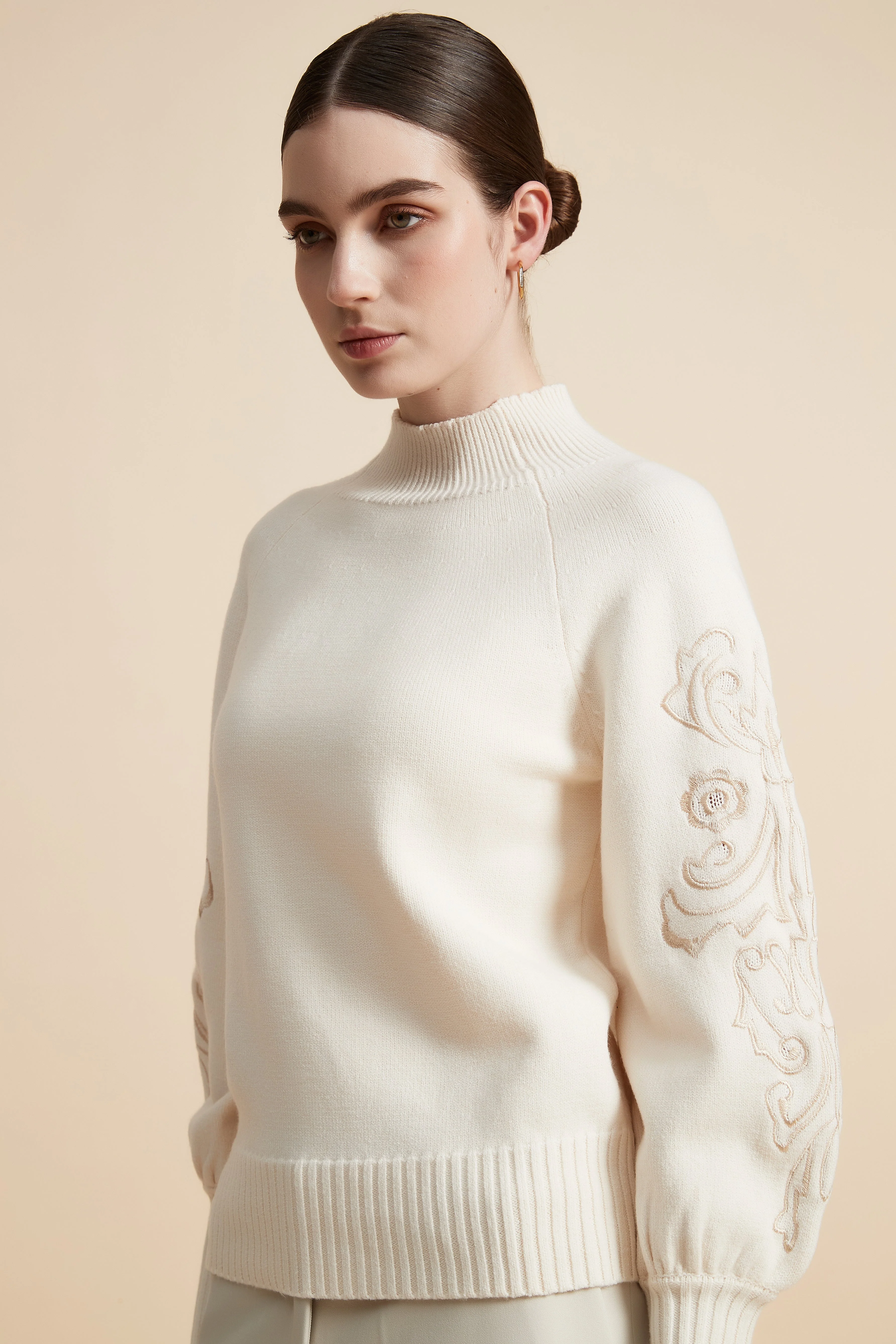 Solid Floral Embroidered Jacket - Image 3