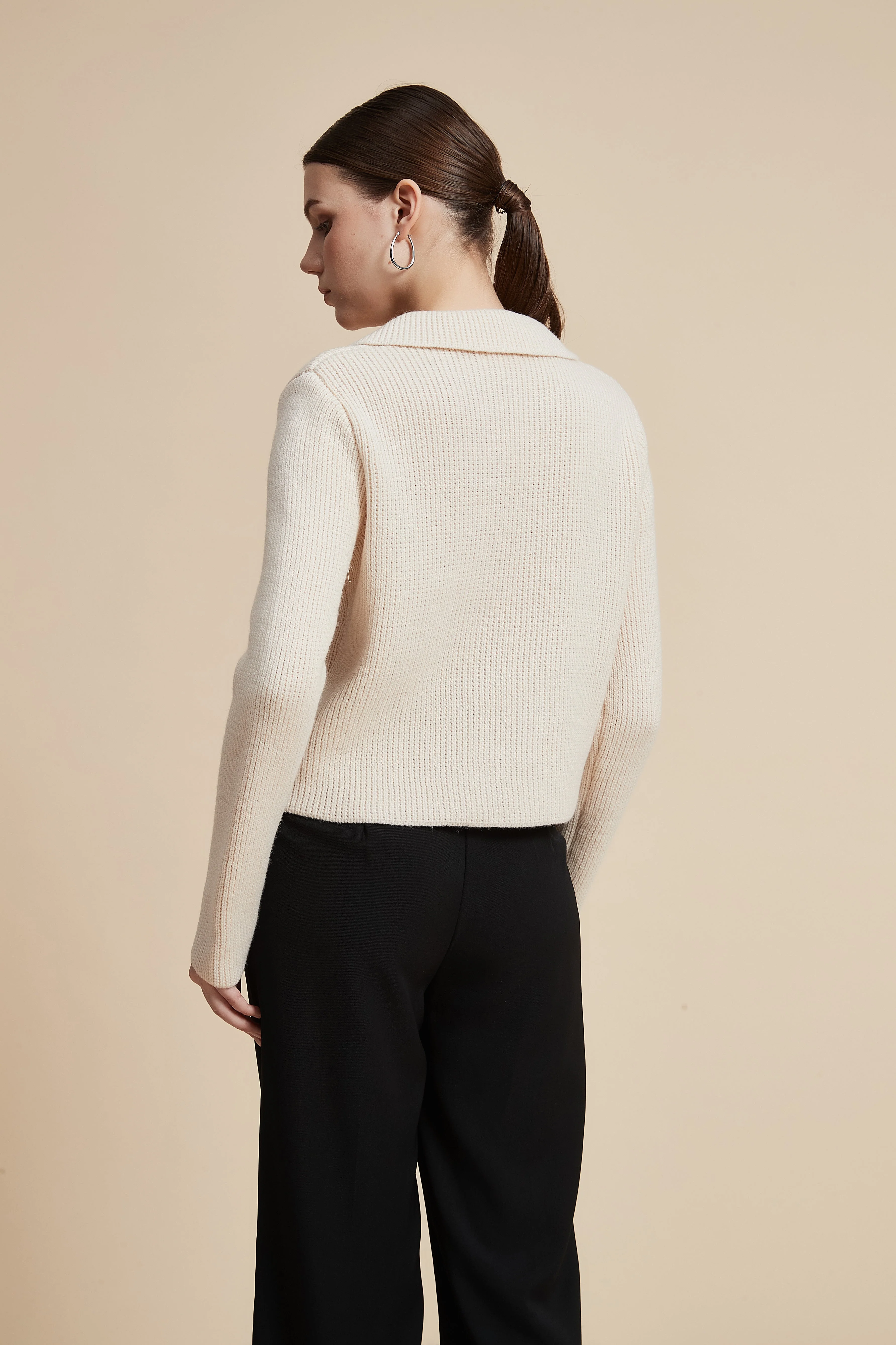 Long Sleeve Waist-Length Cardigan - Image 3