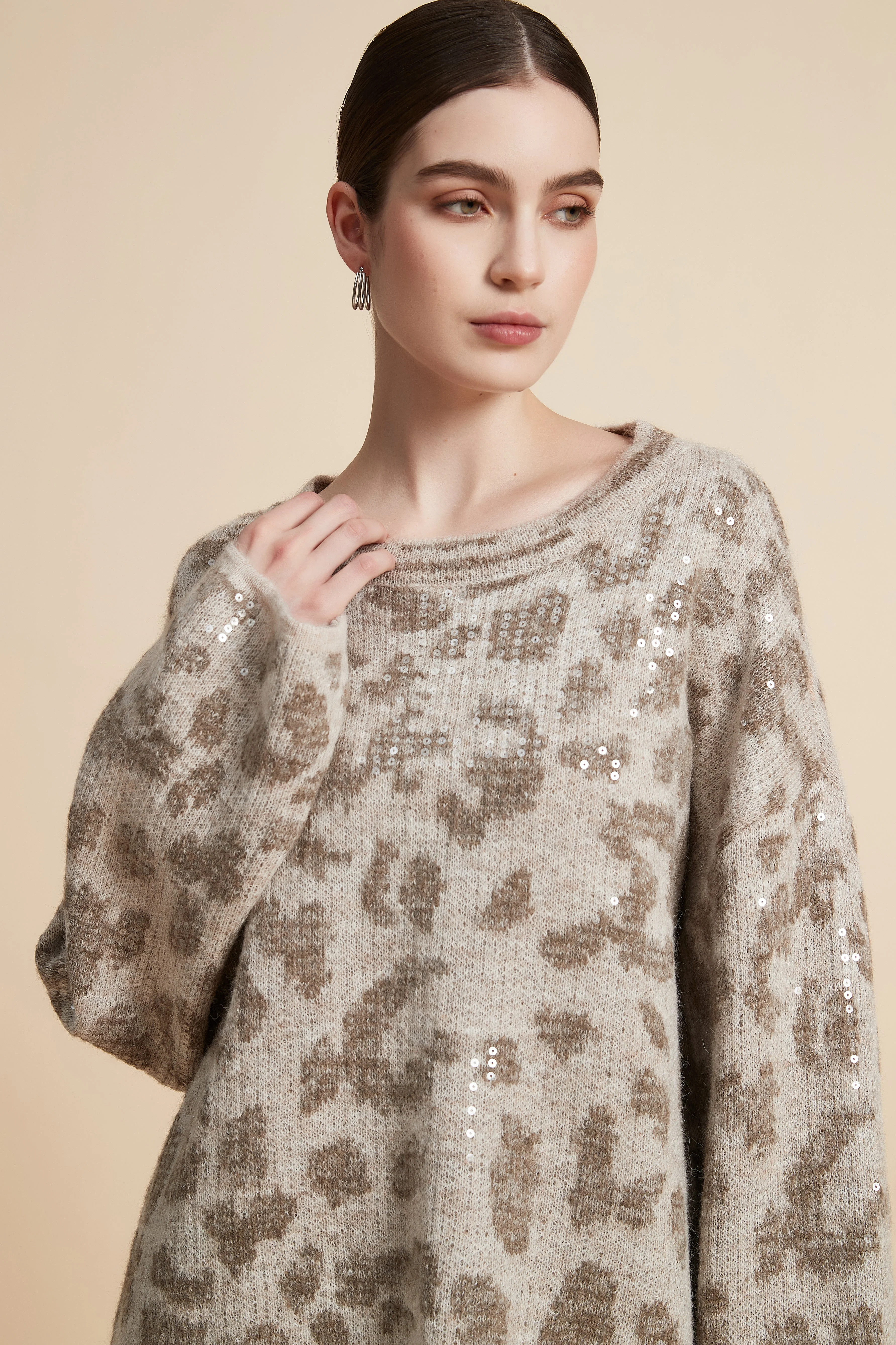 Long Sleeve Oversized Crewneck Sweater - Image 4