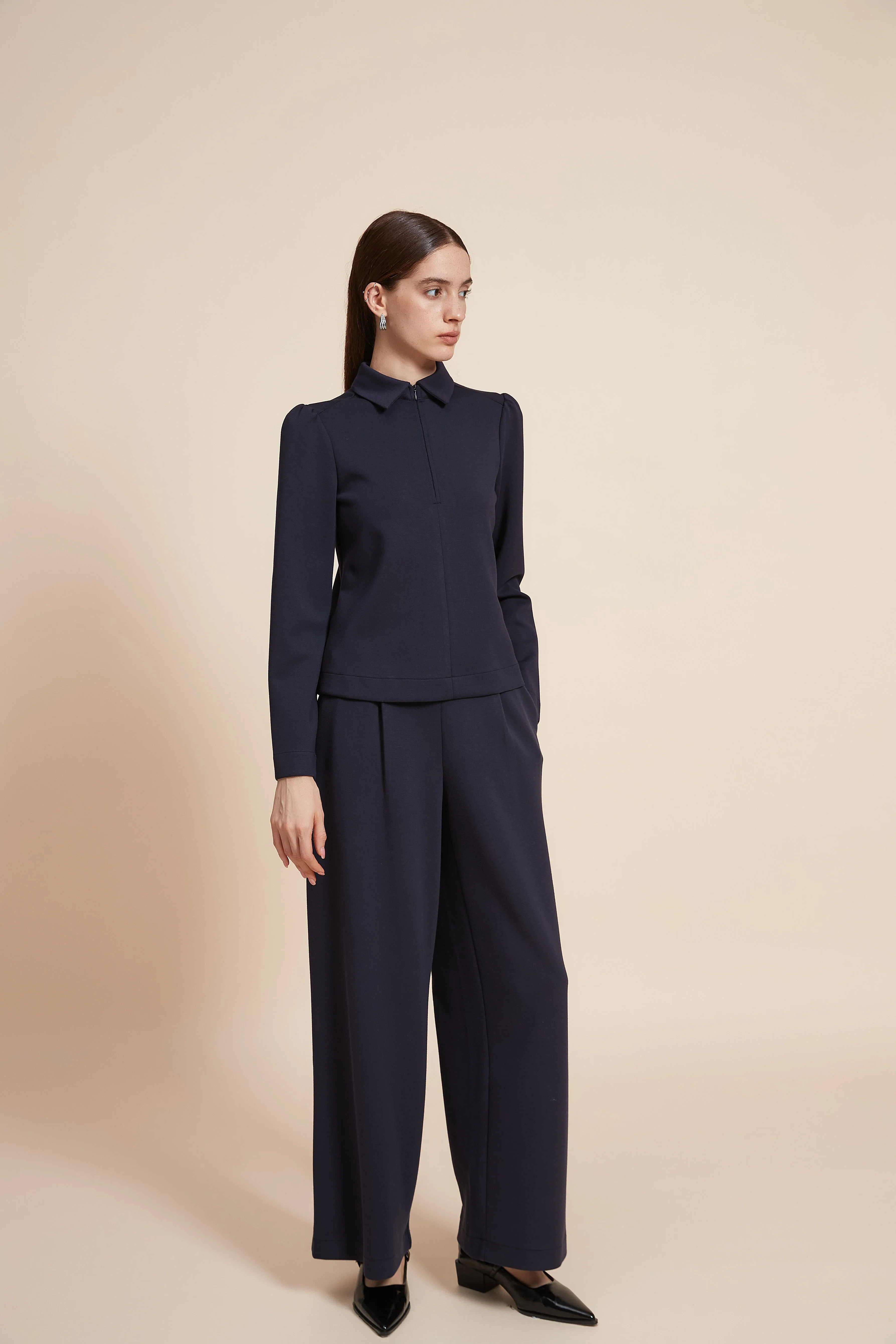 Plain Short-Sleeved Blouse - Image 3