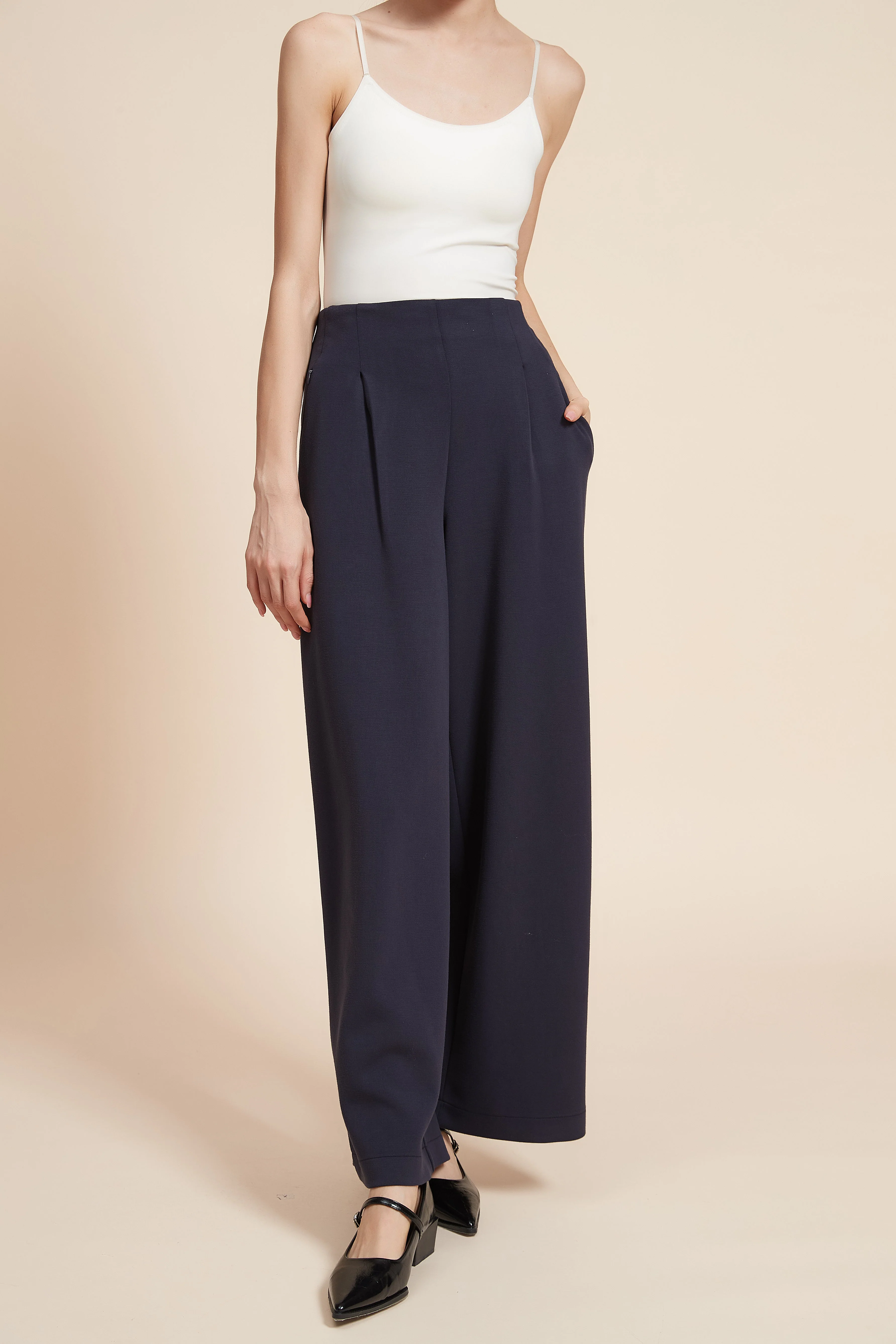 Plain Wide-Leg Long Pants - Image 3