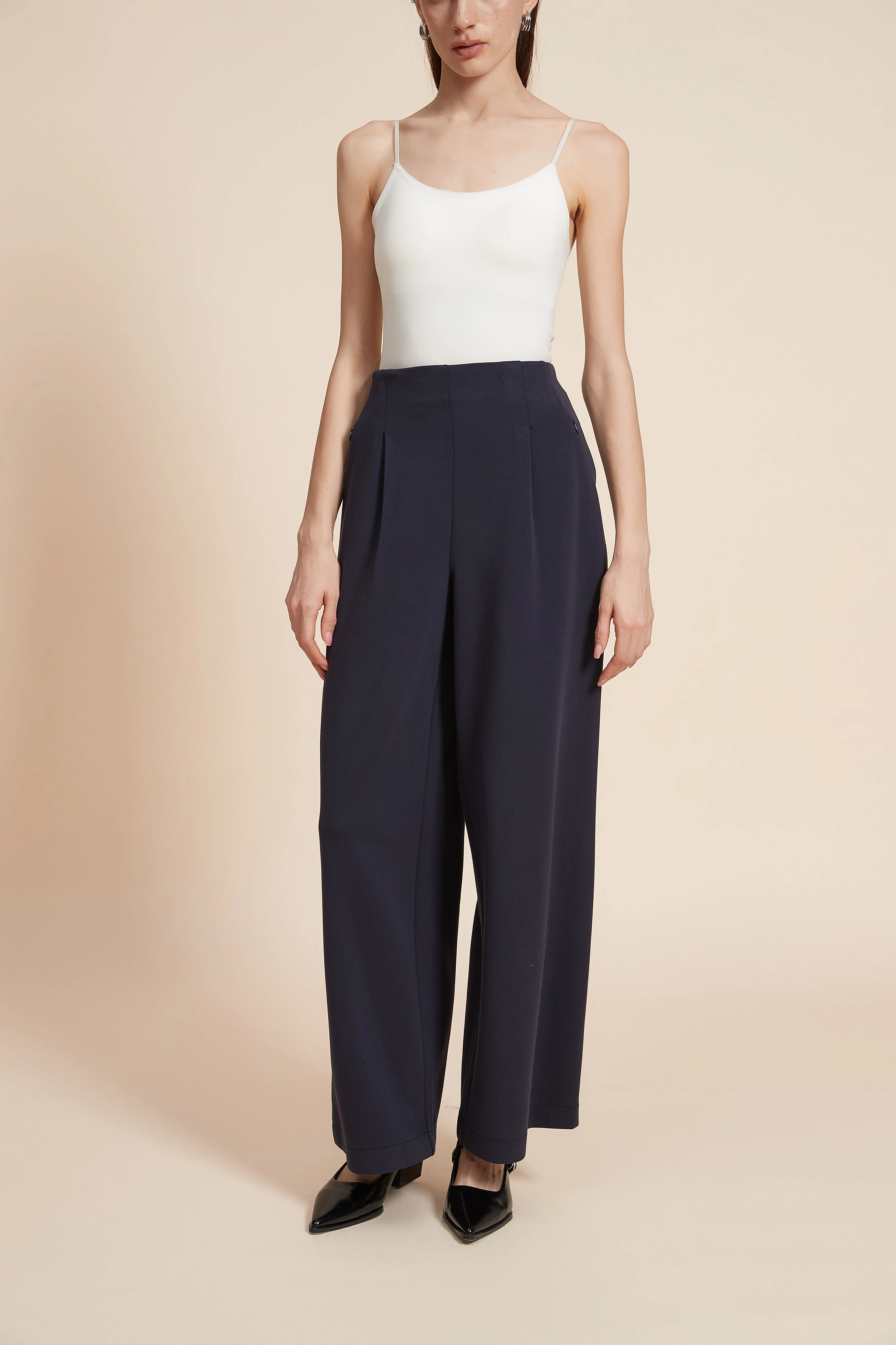 Plain Wide-Leg Long Pants - Image 4