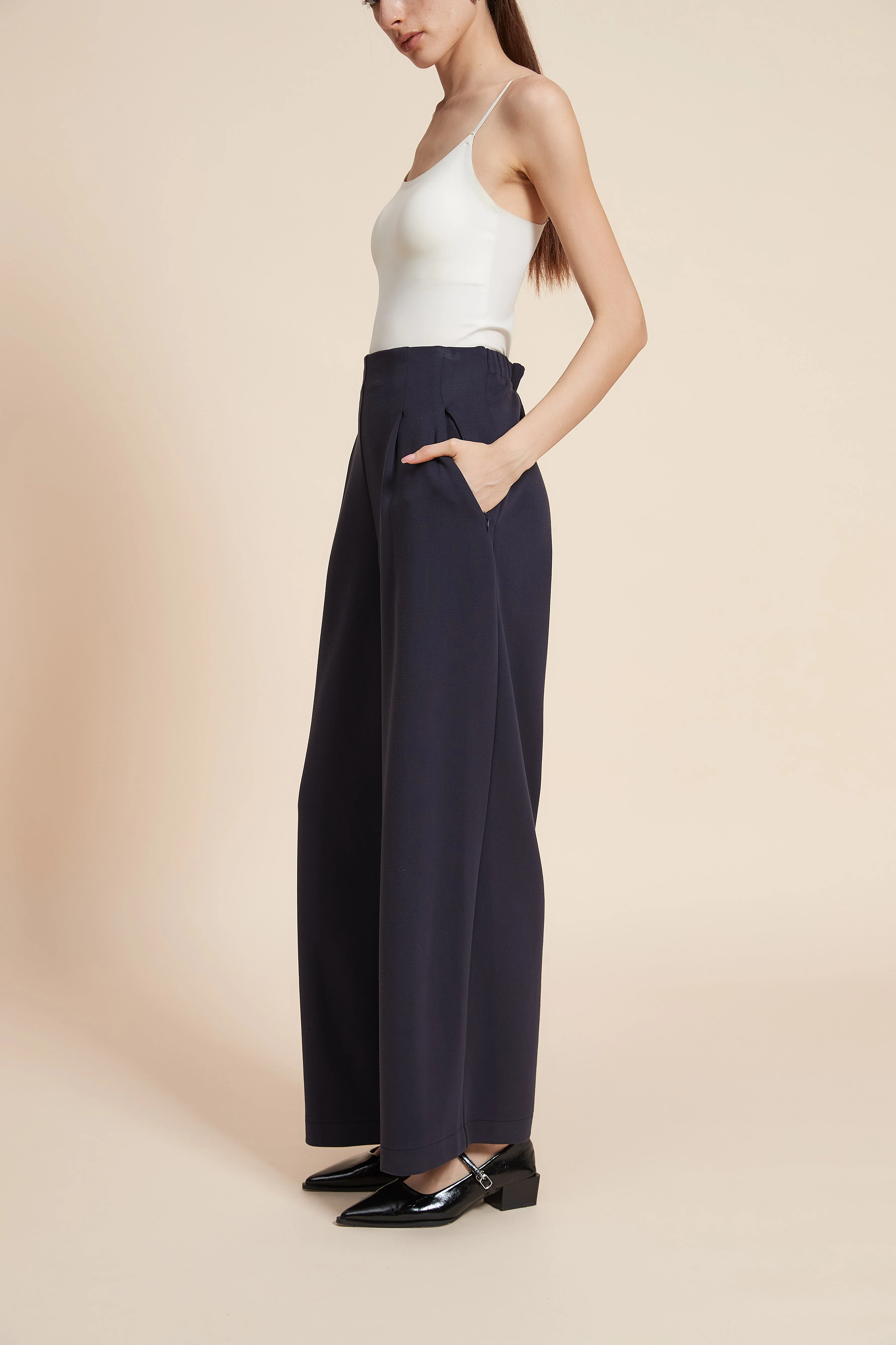 Plain Wide-Leg Long Pants - Image 5