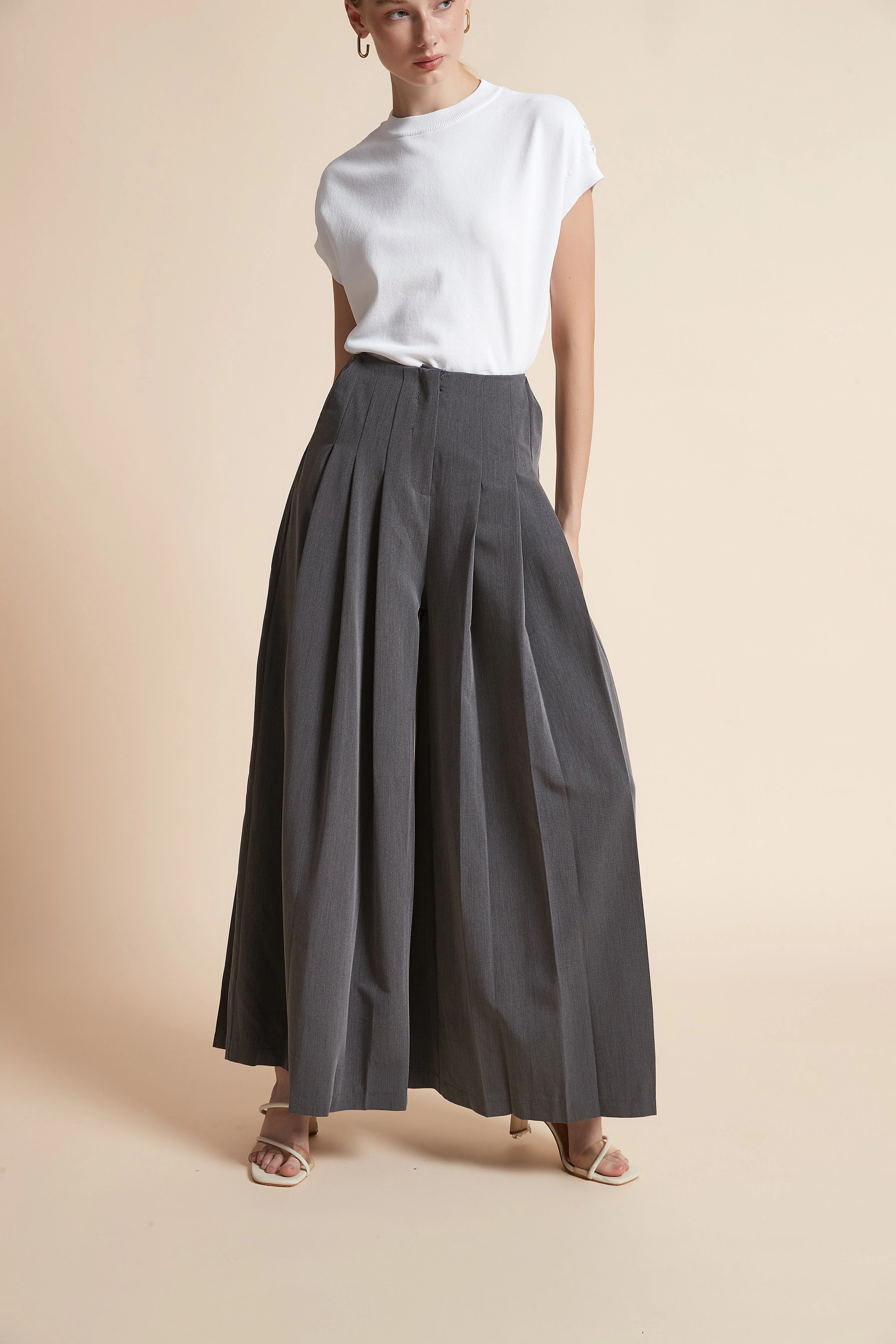 Wide-Leg Pleated Trousers - Image 4