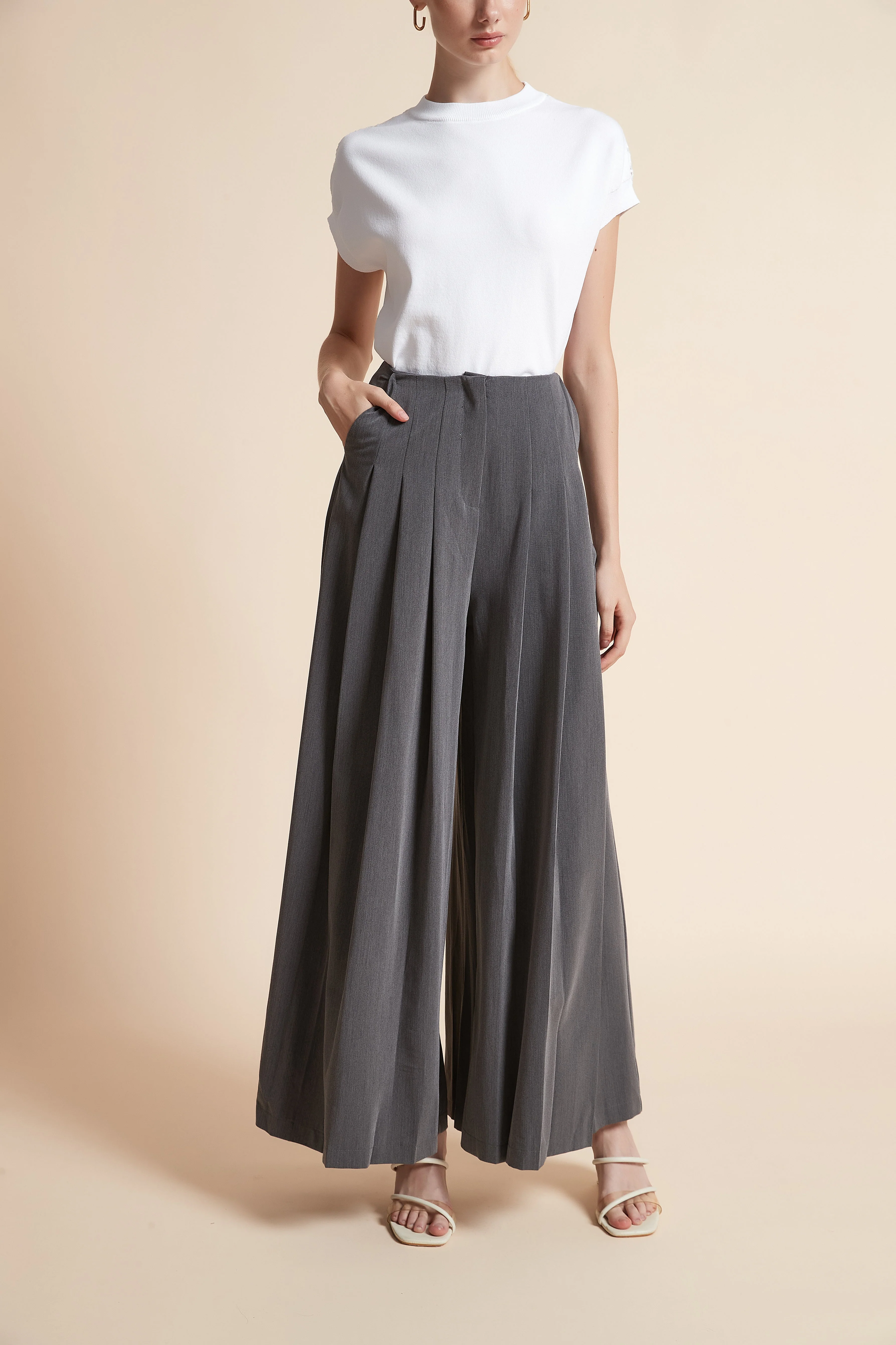 Wide-Leg Pleated Trousers - Image 6