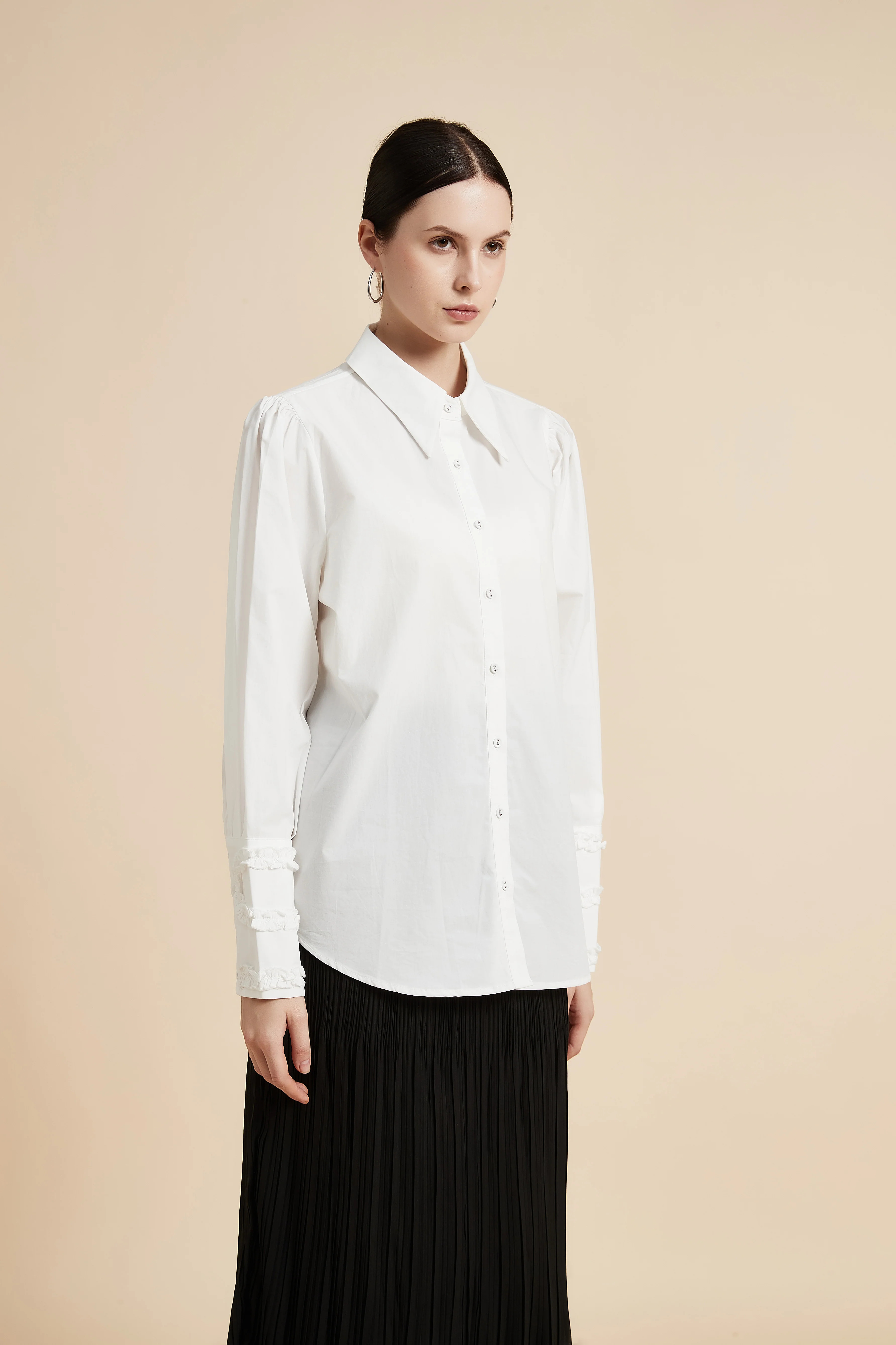 Long Sleeve Shirt Collar Blouse - Image 3
