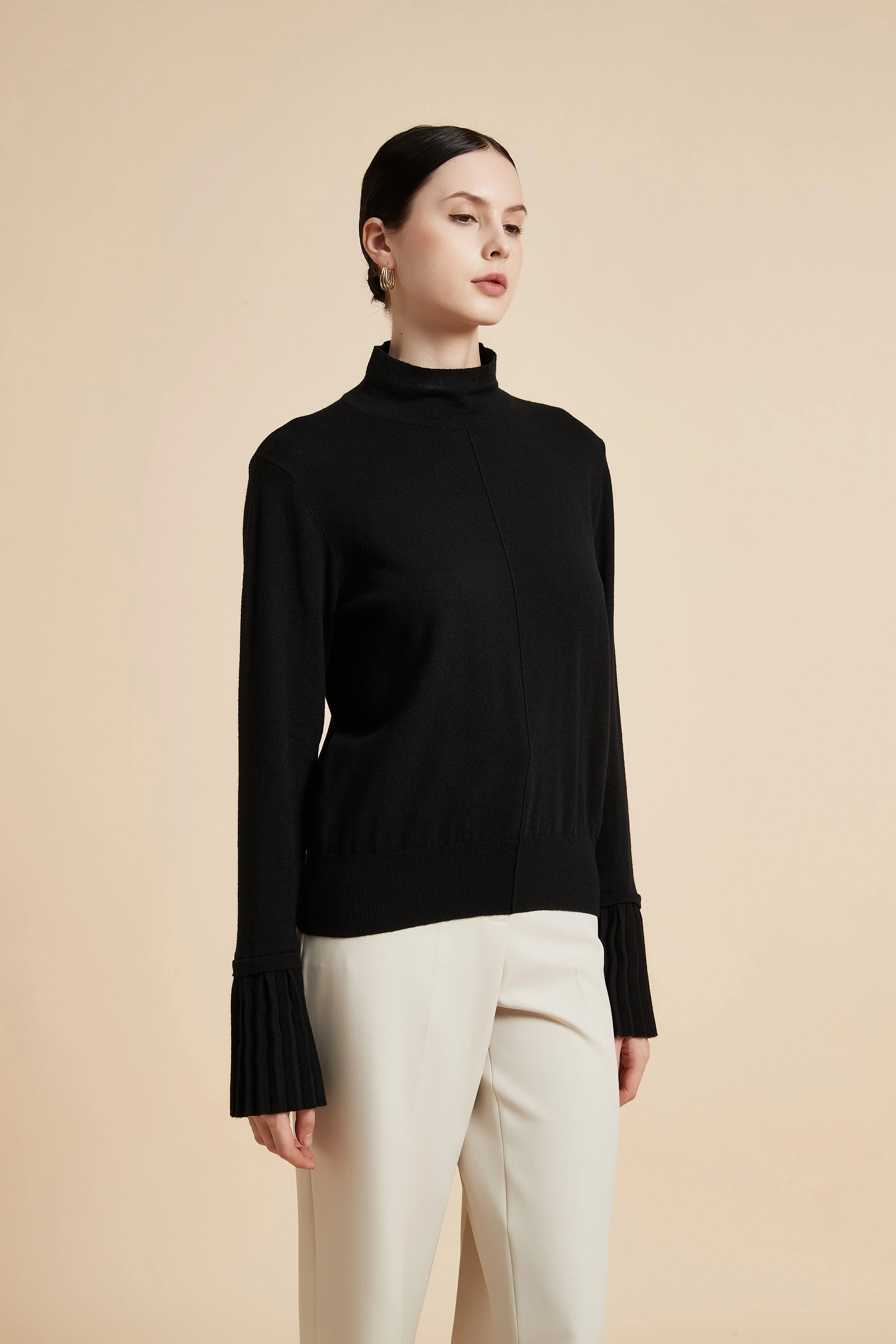Long Sleeve Solid Turtleneck Sweater - Image 3