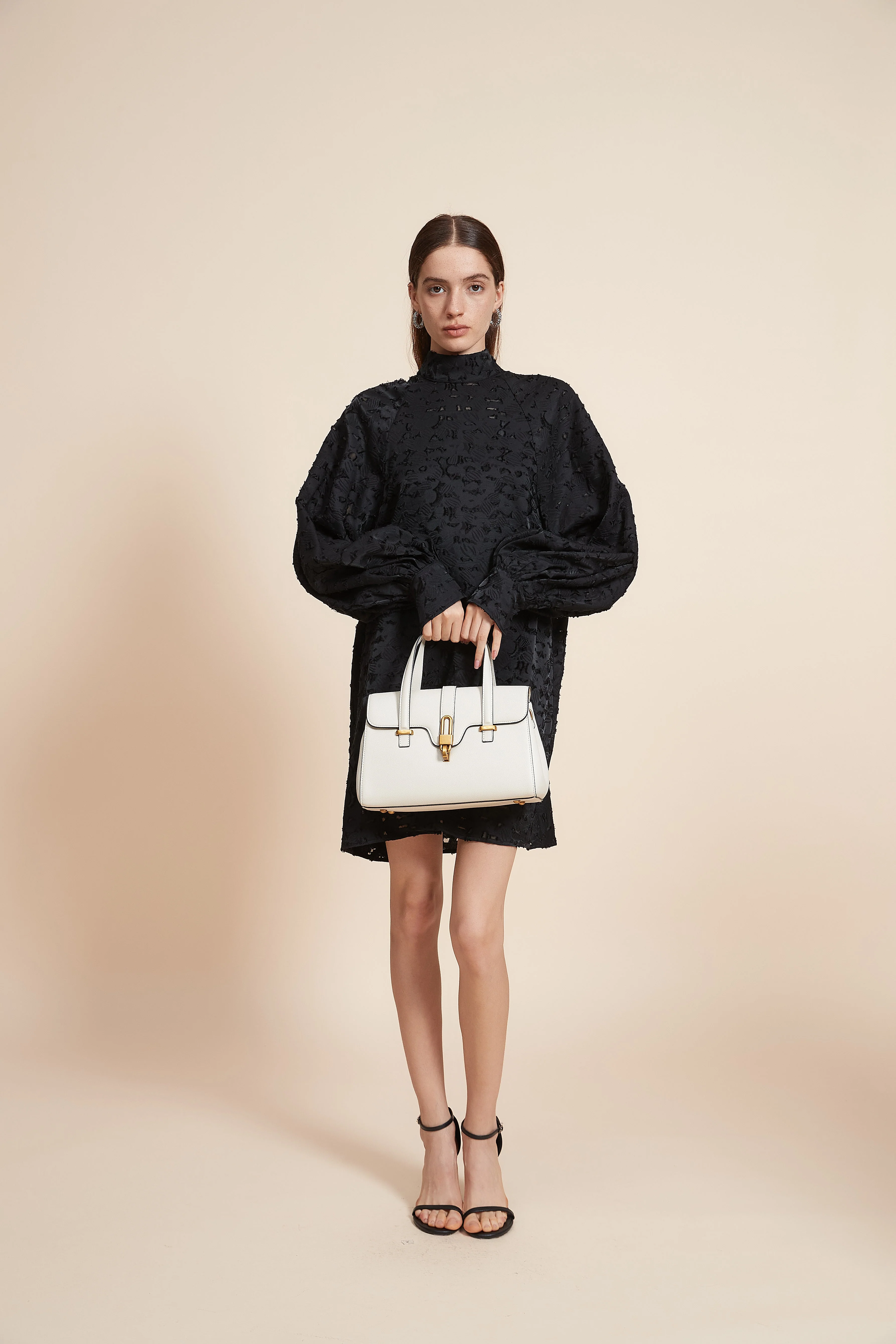 Jacquard Short Dress With Long Sleeves - Image 6