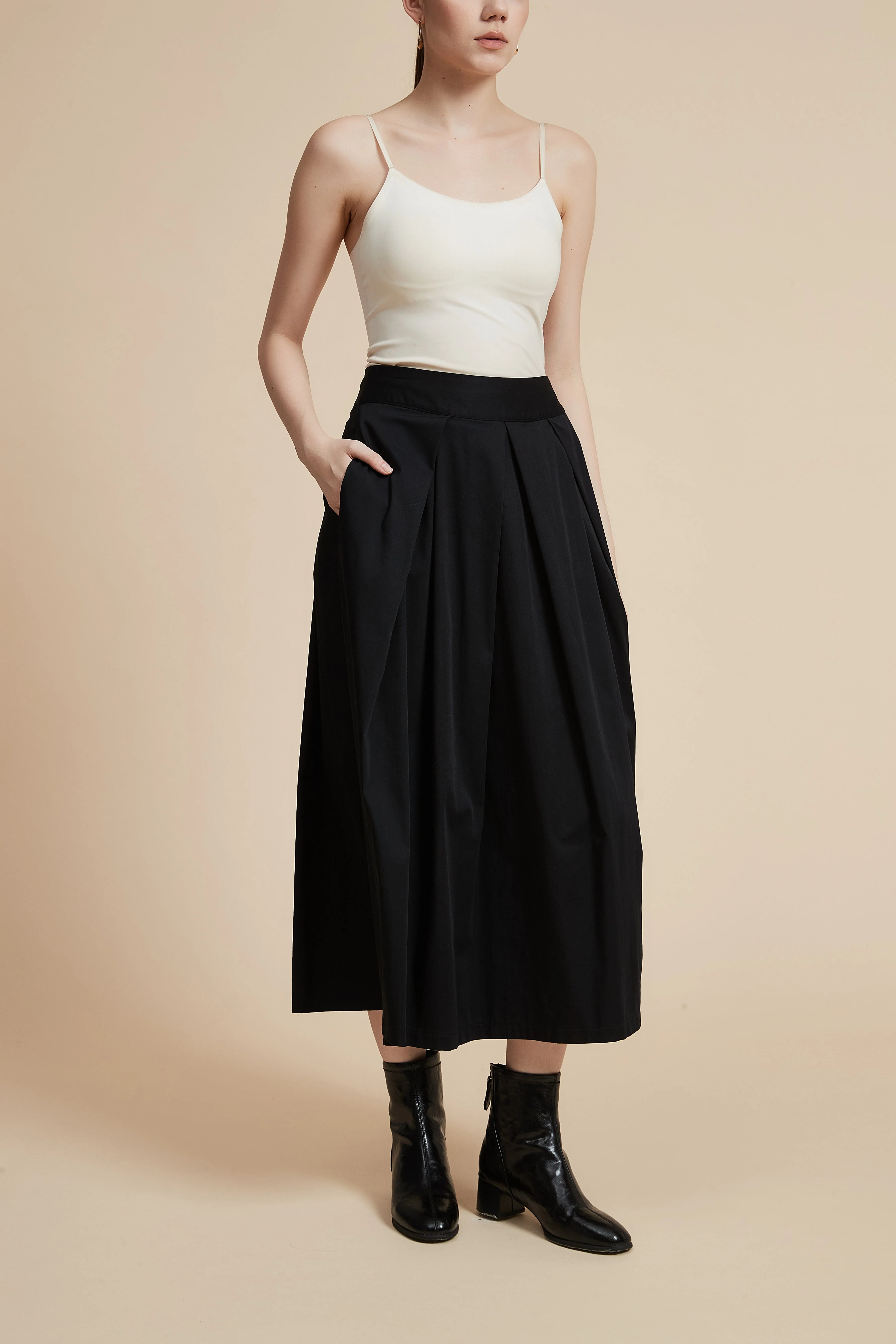 Plain Wide-Leg Midi Skirt - Image 3