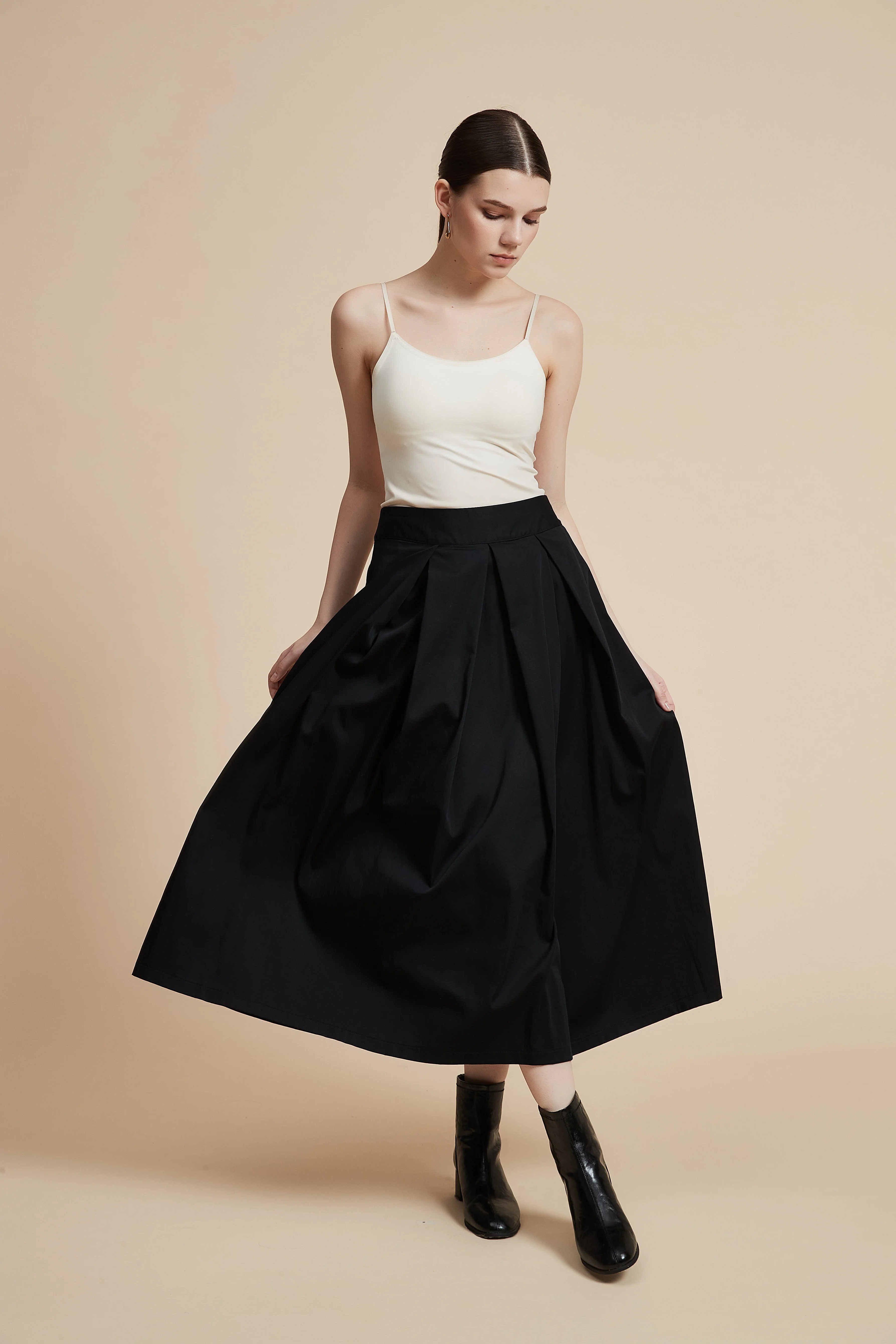 Plain Wide-Leg Midi Skirt - Image 5