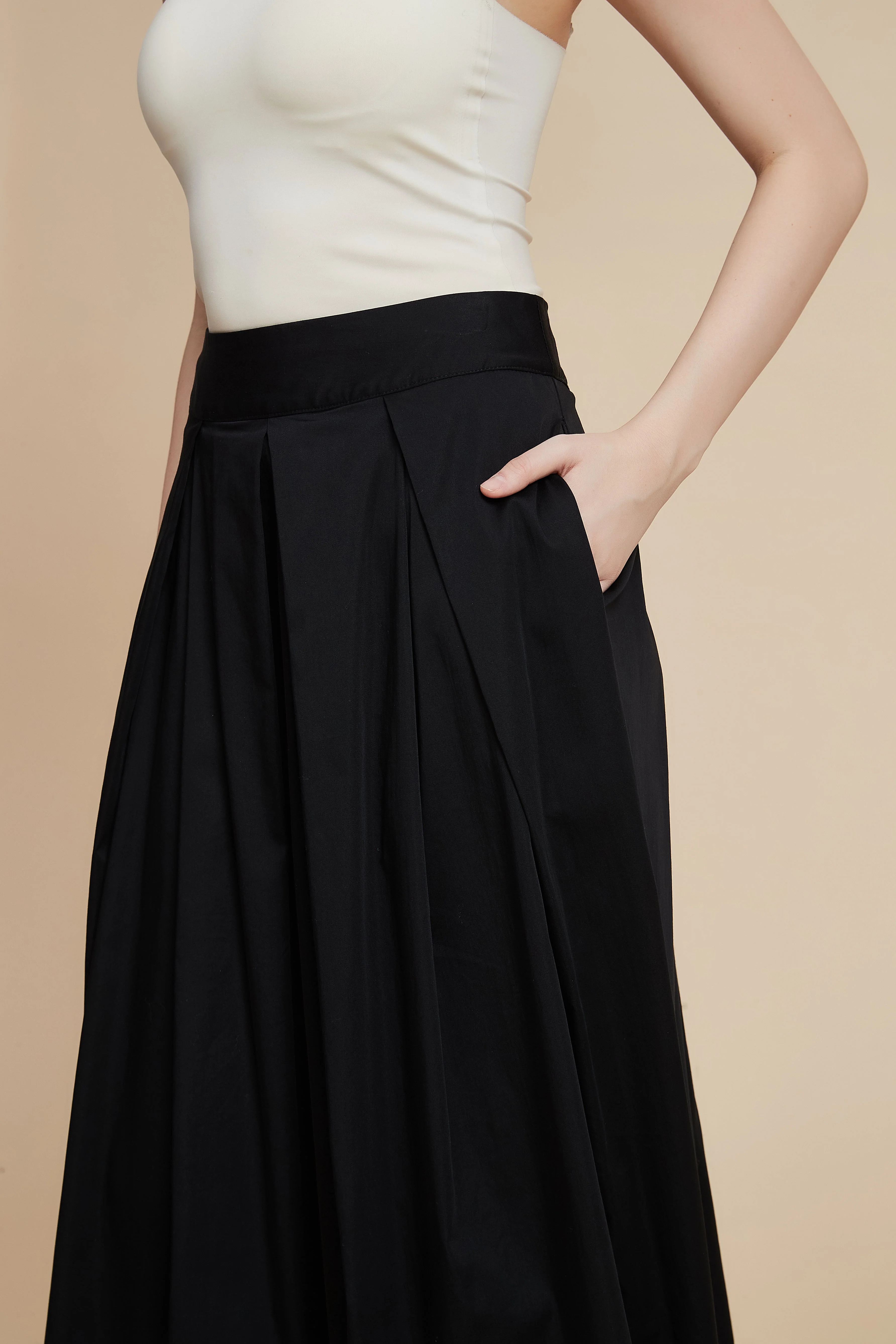 Plain Wide-Leg Midi Skirt - Image 6