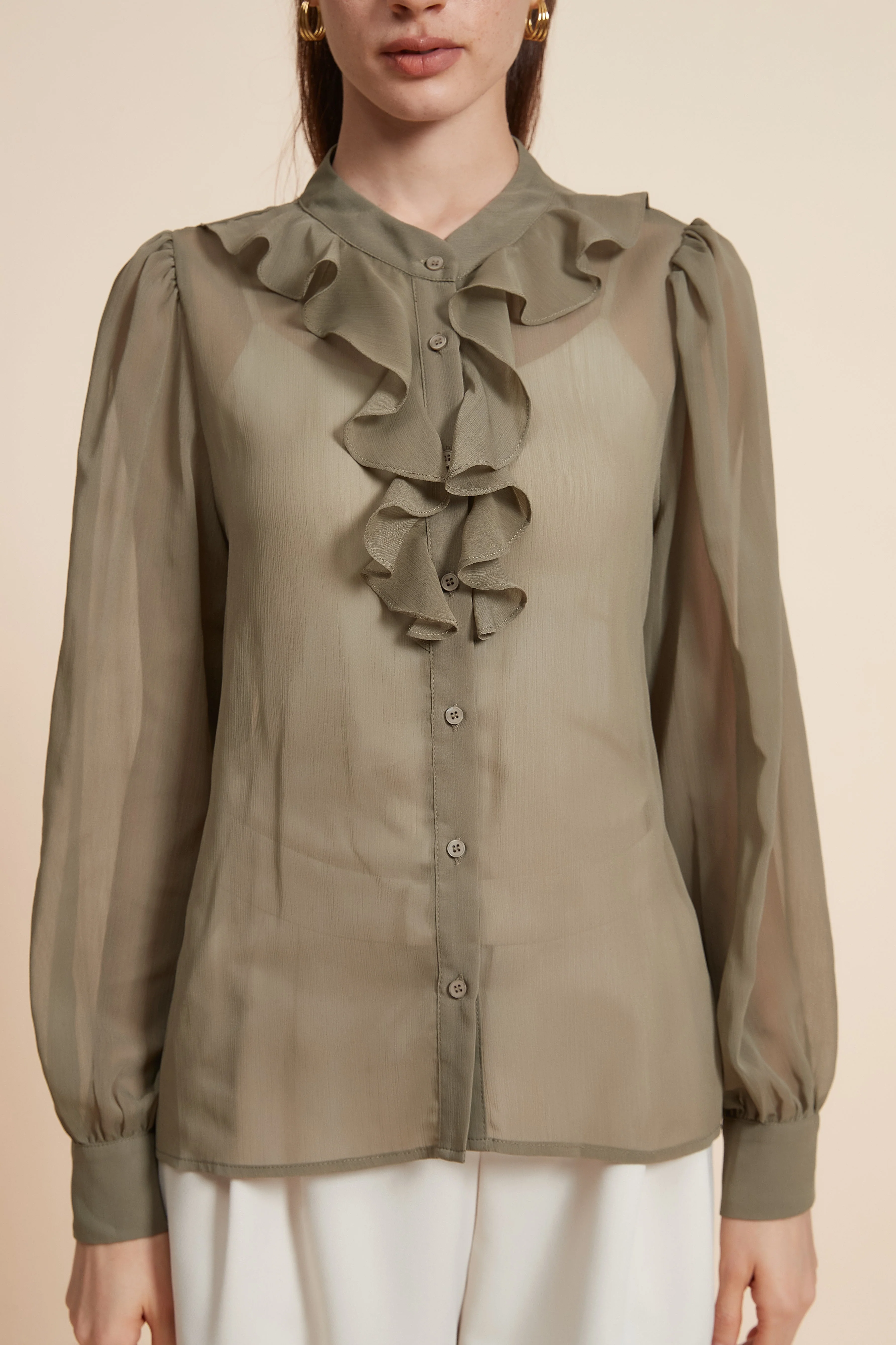 Ruched Blouse With Wide Long Sleeves - Image 5