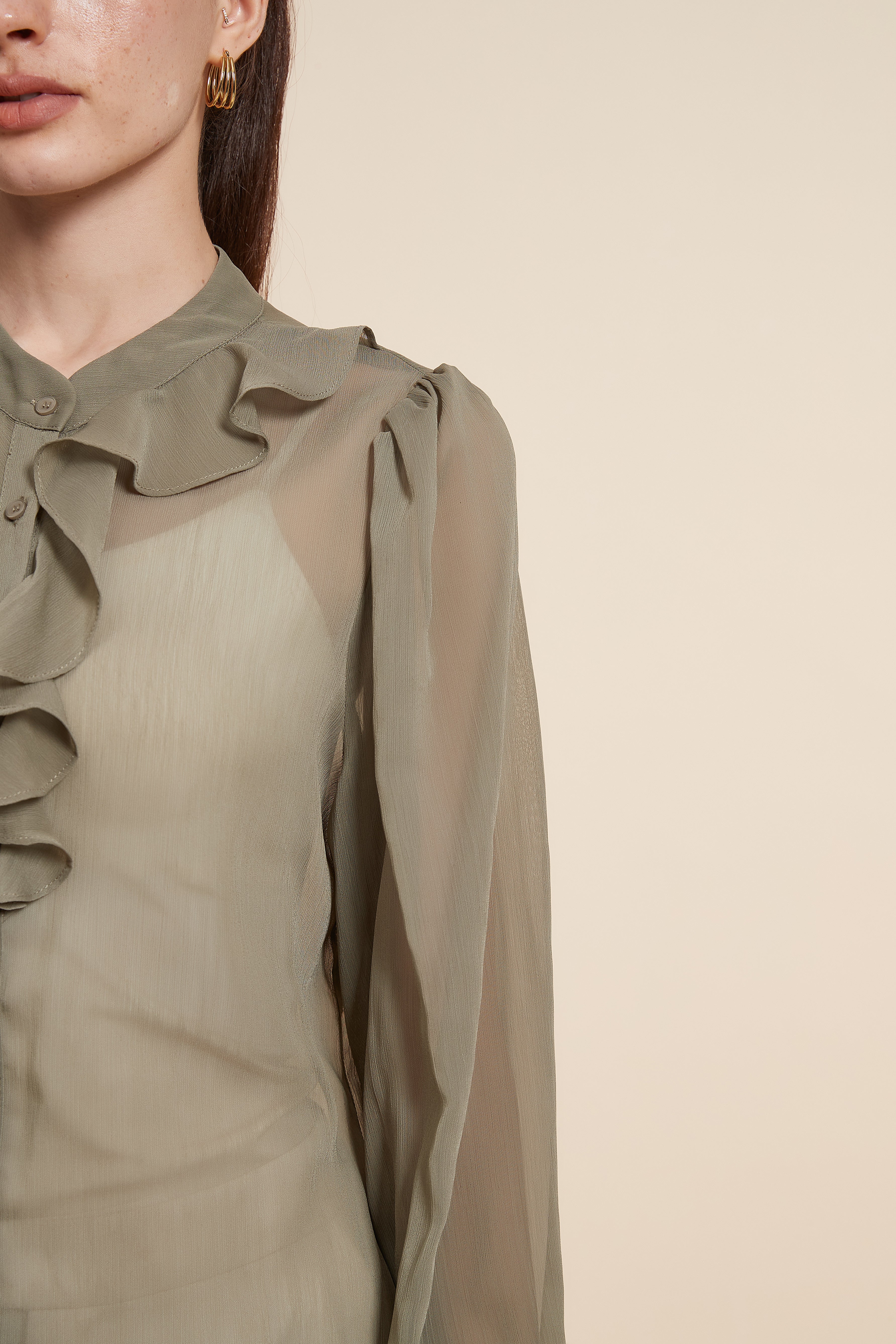 Ruched Blouse With Wide Long Sleeves - Image 6