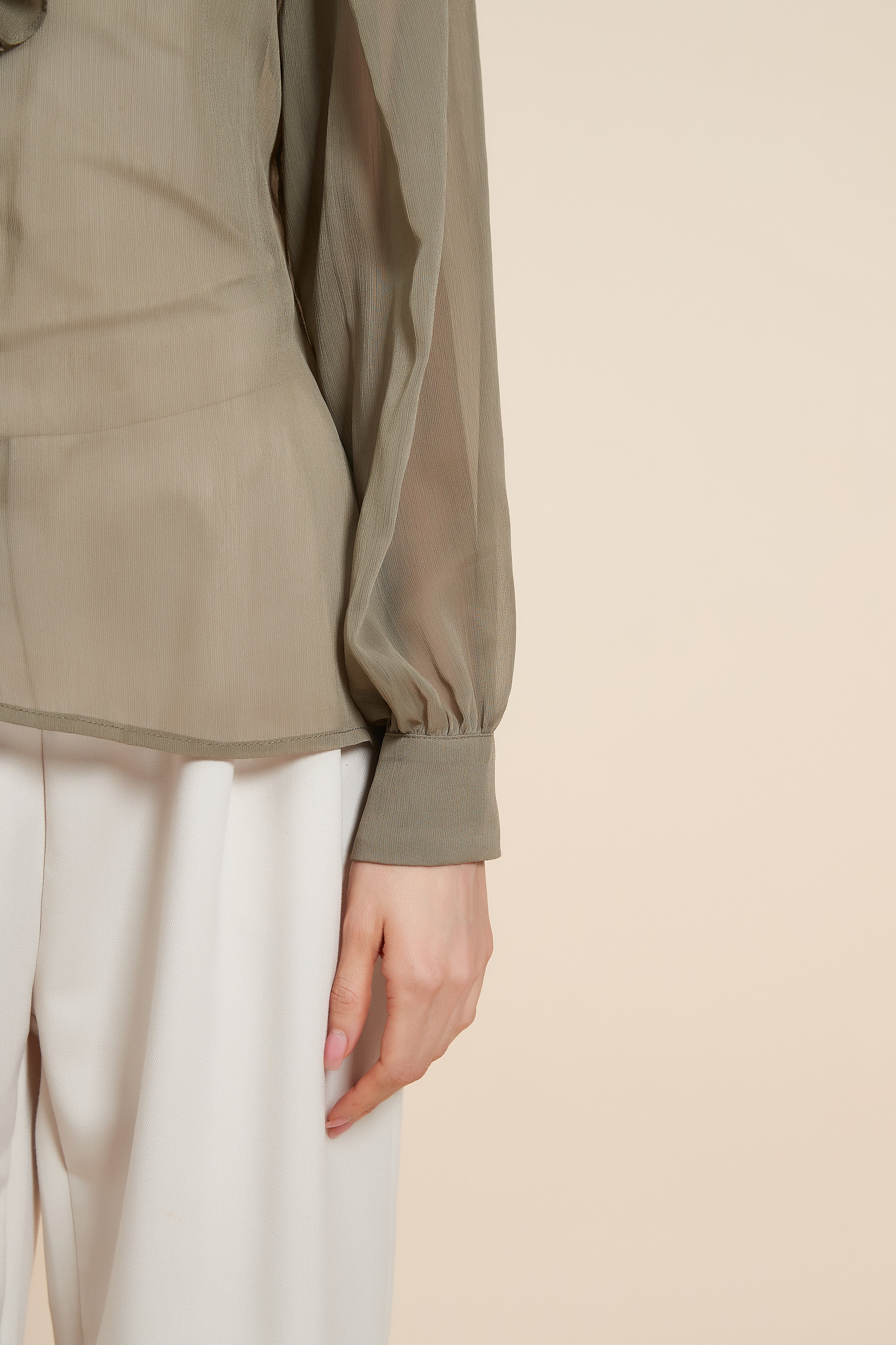 Ruched Blouse With Wide Long Sleeves - Image 7