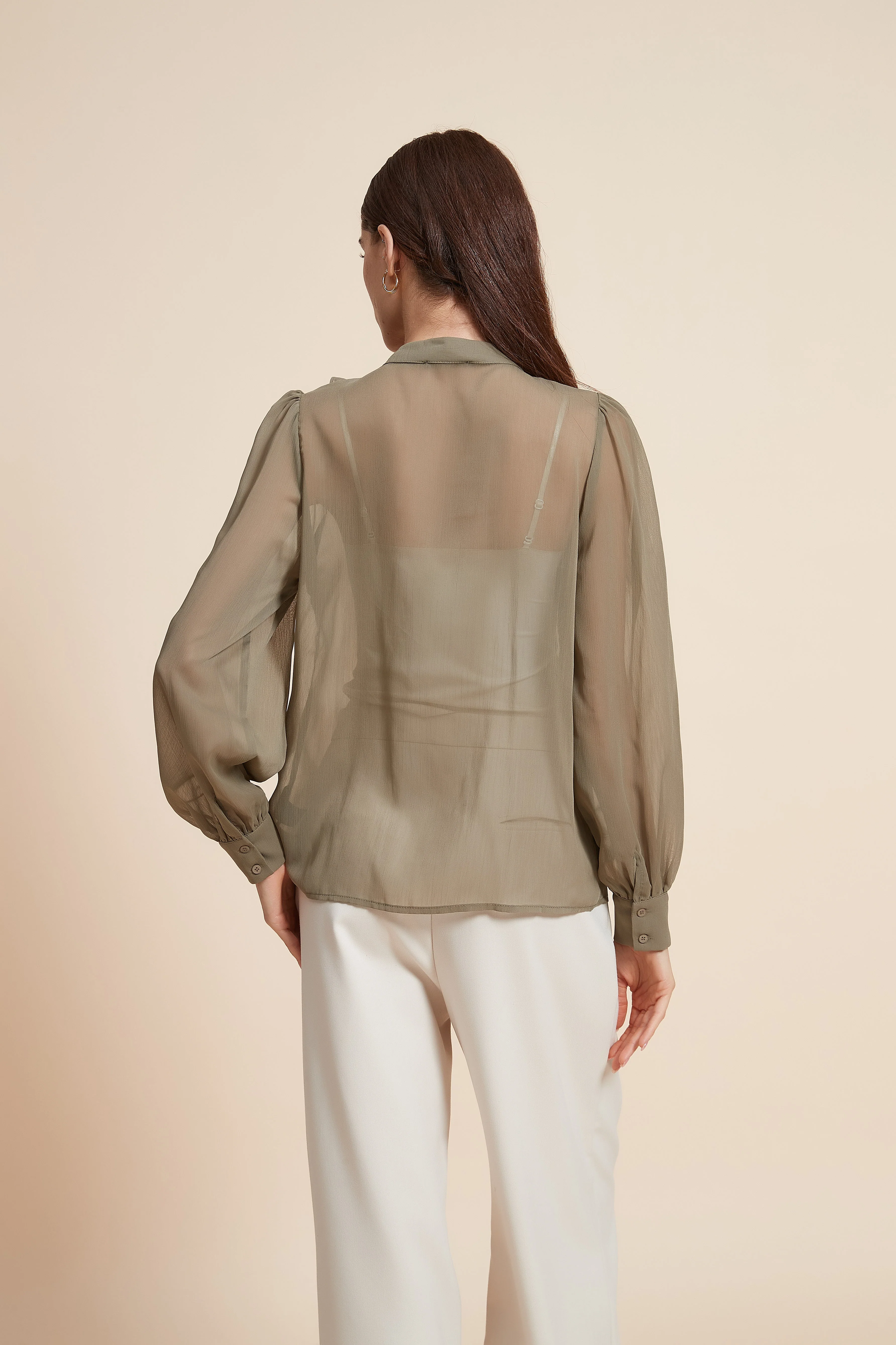 Ruched Blouse With Wide Long Sleeves - Image 8
