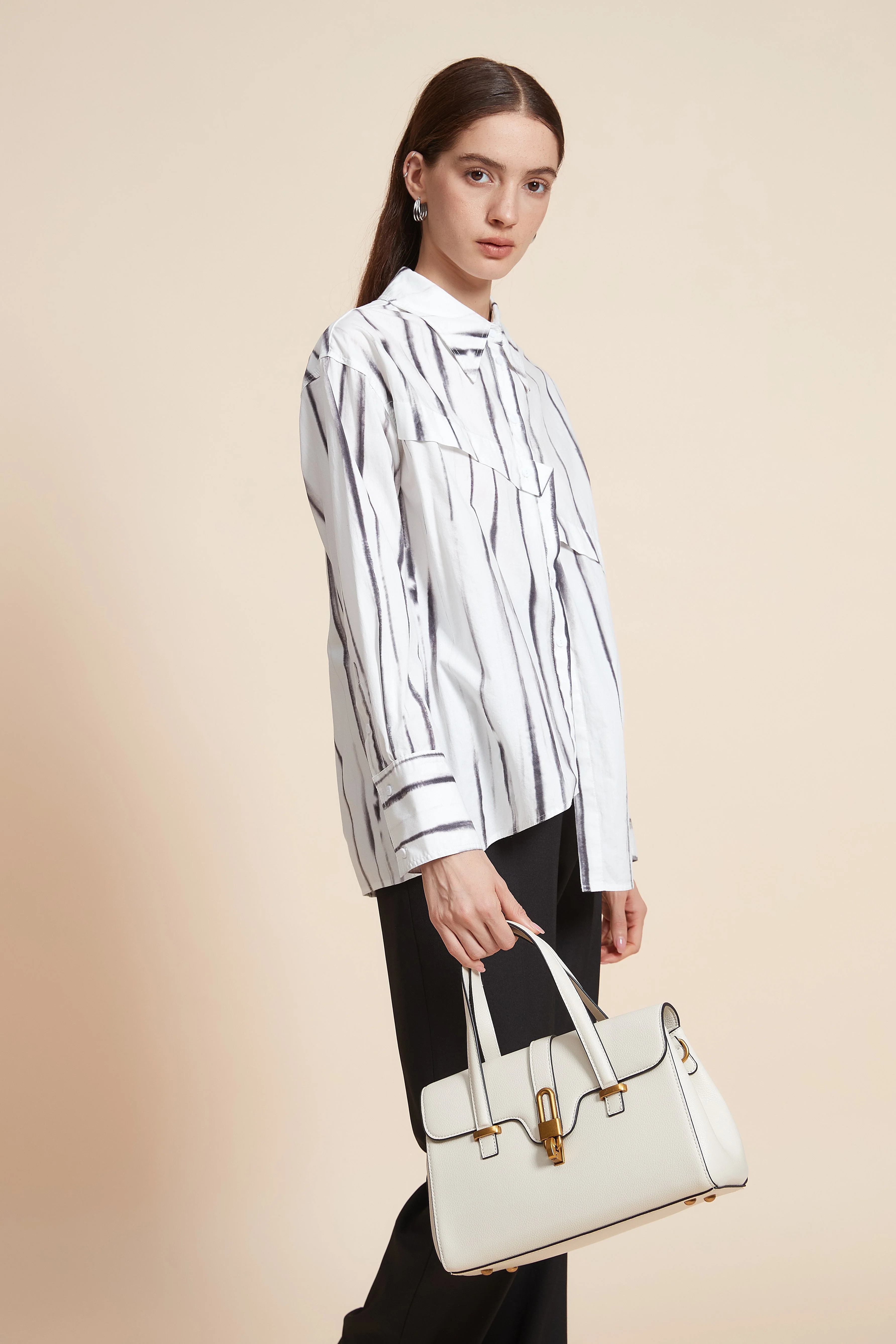 Striped Long Sleeve Mid-Length Shirt - Image 2
