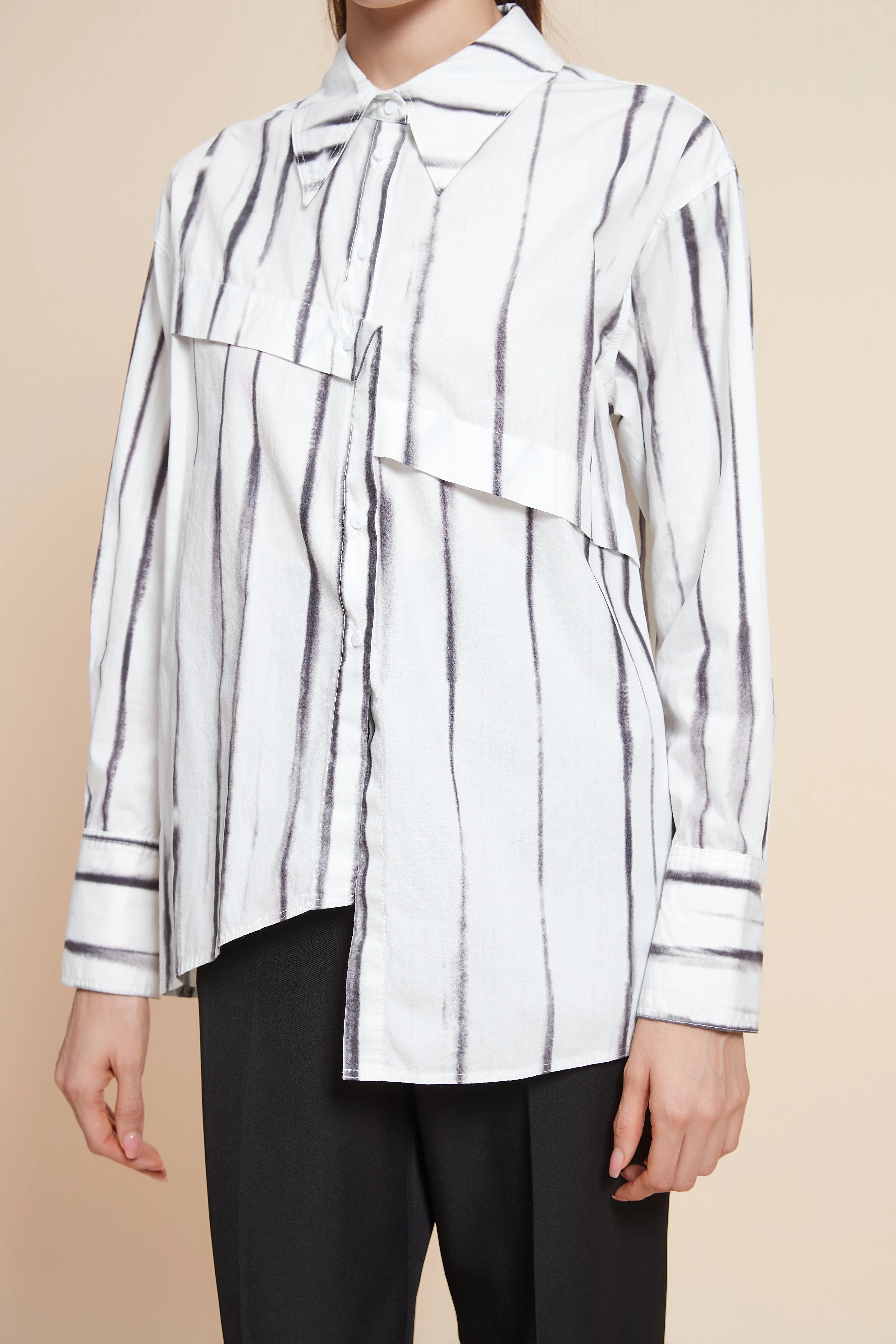 Striped Long Sleeve Mid-Length Shirt - Image 5