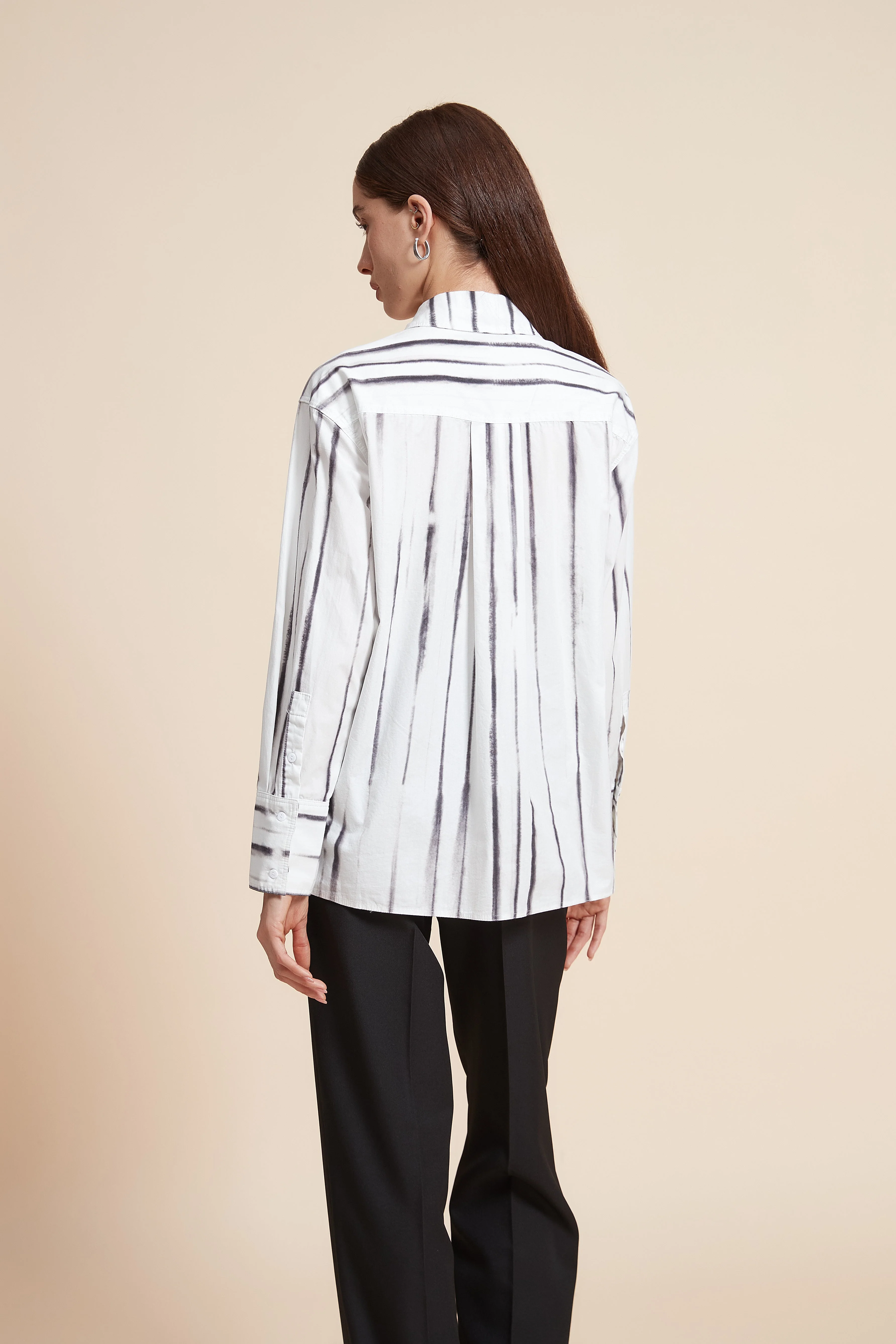 Striped Long Sleeve Mid-Length Shirt - Image 6