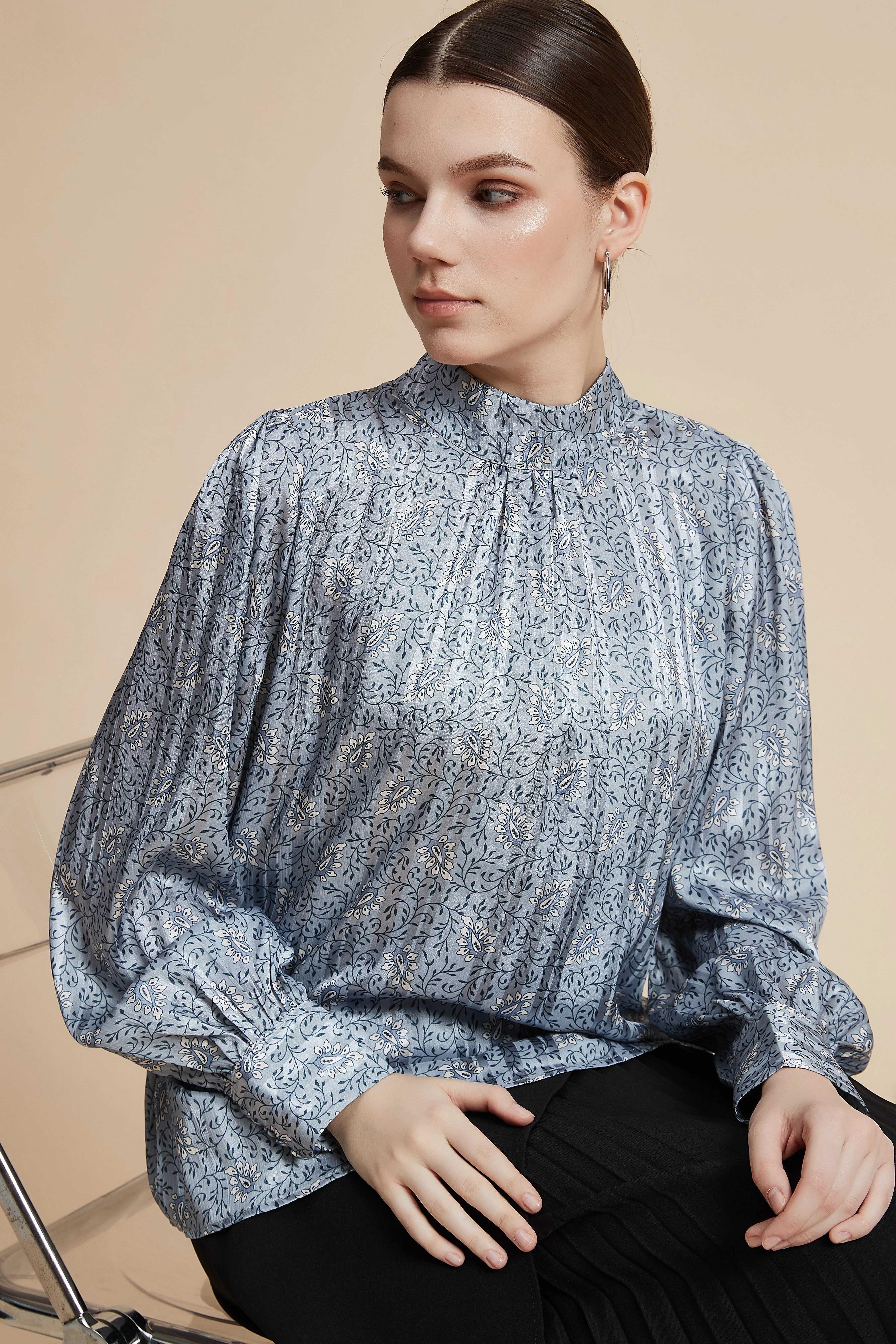 Floral Blouse With Wide Long Sleeves - Image 8