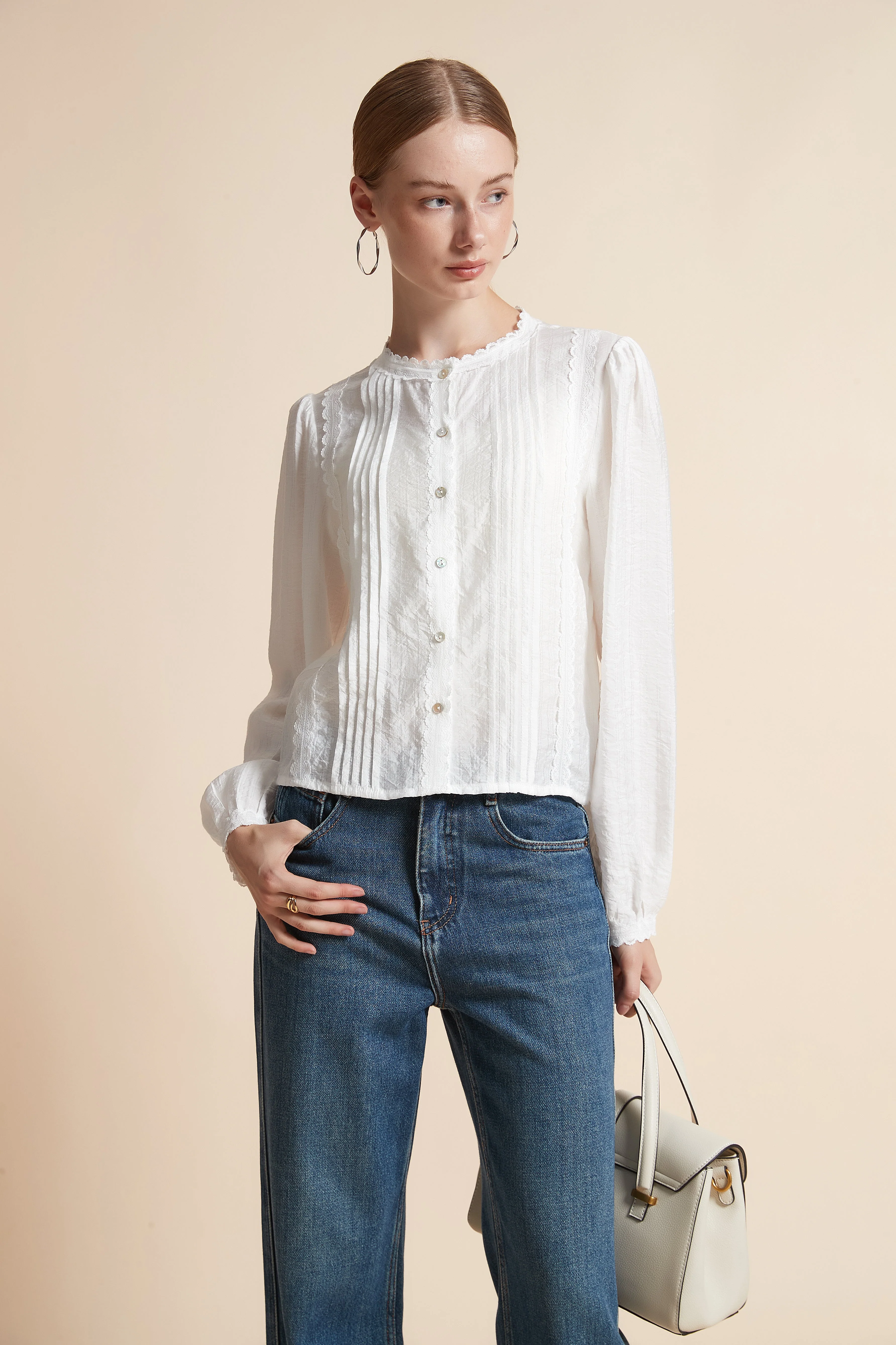 Blouse Long-Sleeved Button-Front Blouse - Image 3