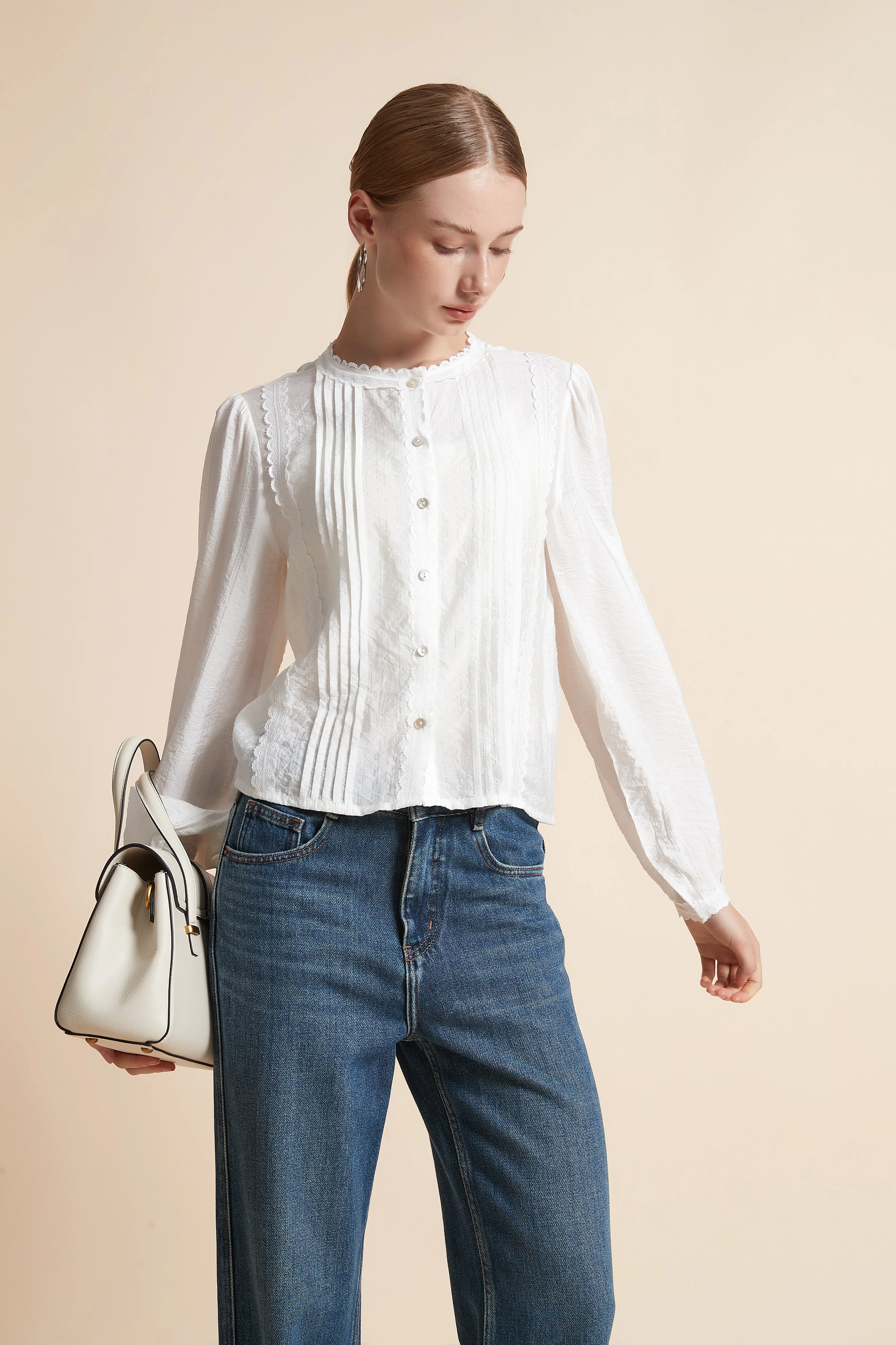 Blouse Long-Sleeved Button-Front Blouse - Image 4