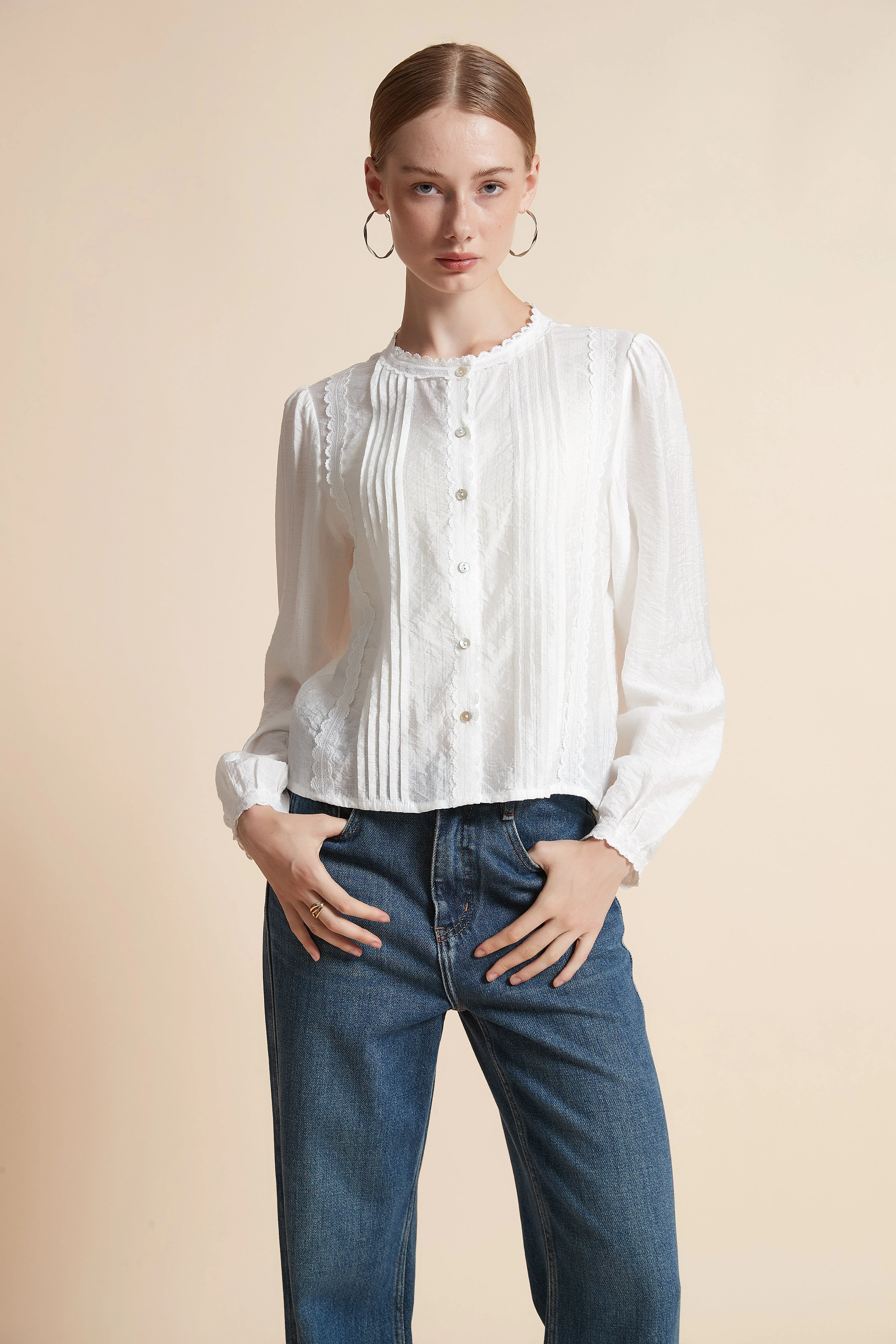 Blouse Long-Sleeved Button-Front Blouse - Image 6