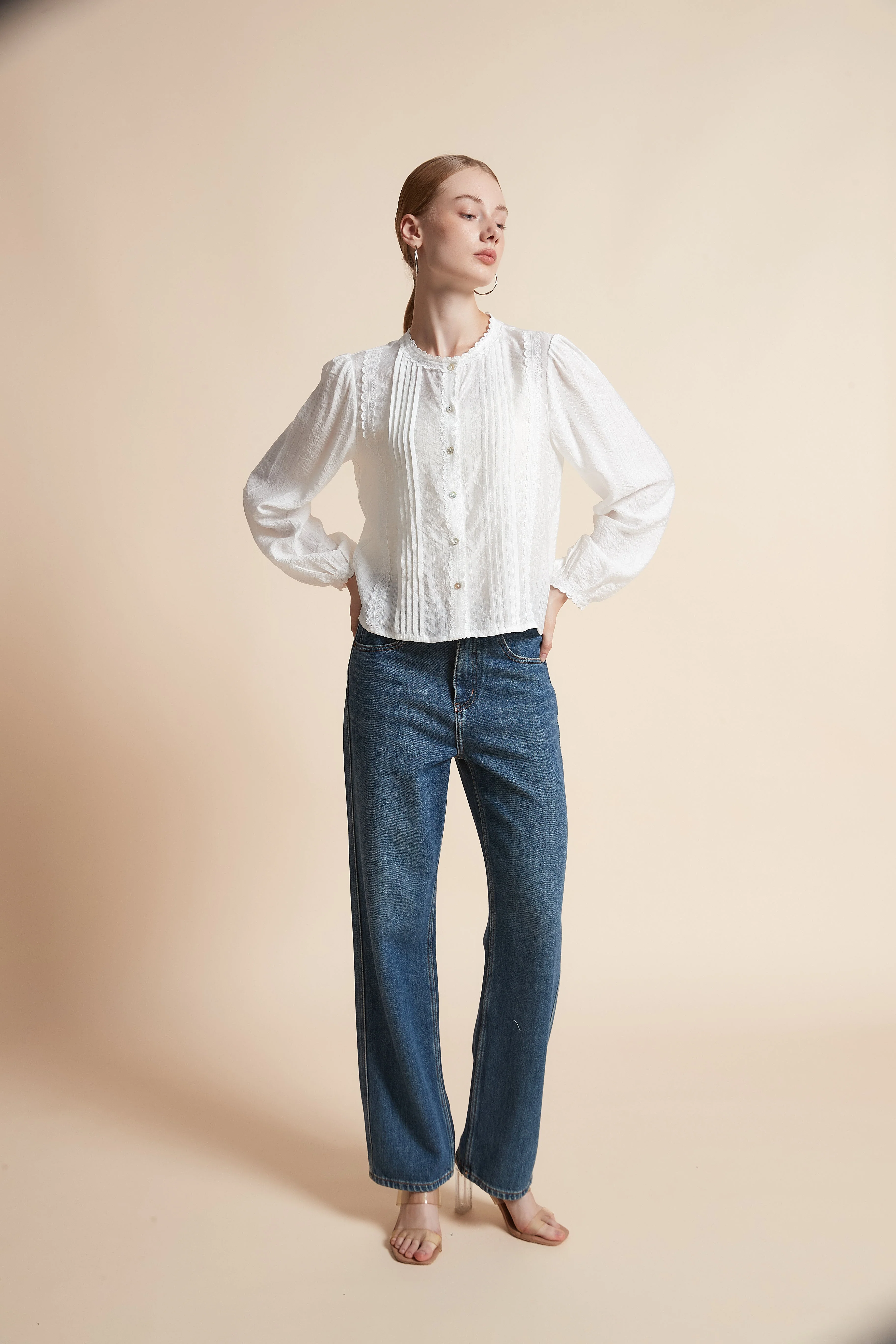 Blouse Long-Sleeved Button-Front Blouse - Image 7