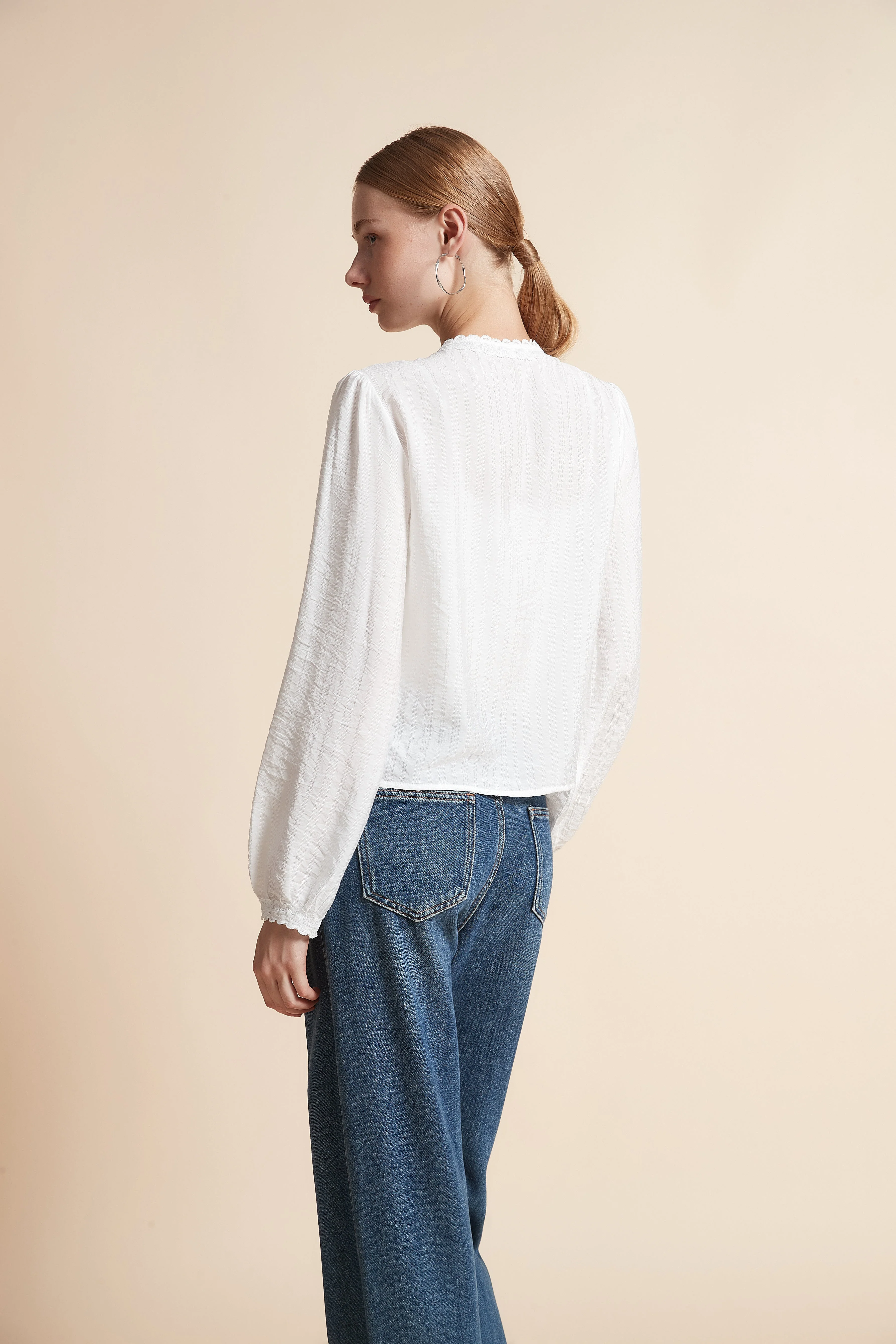 Blouse Long-Sleeved Button-Front Blouse - Image 8