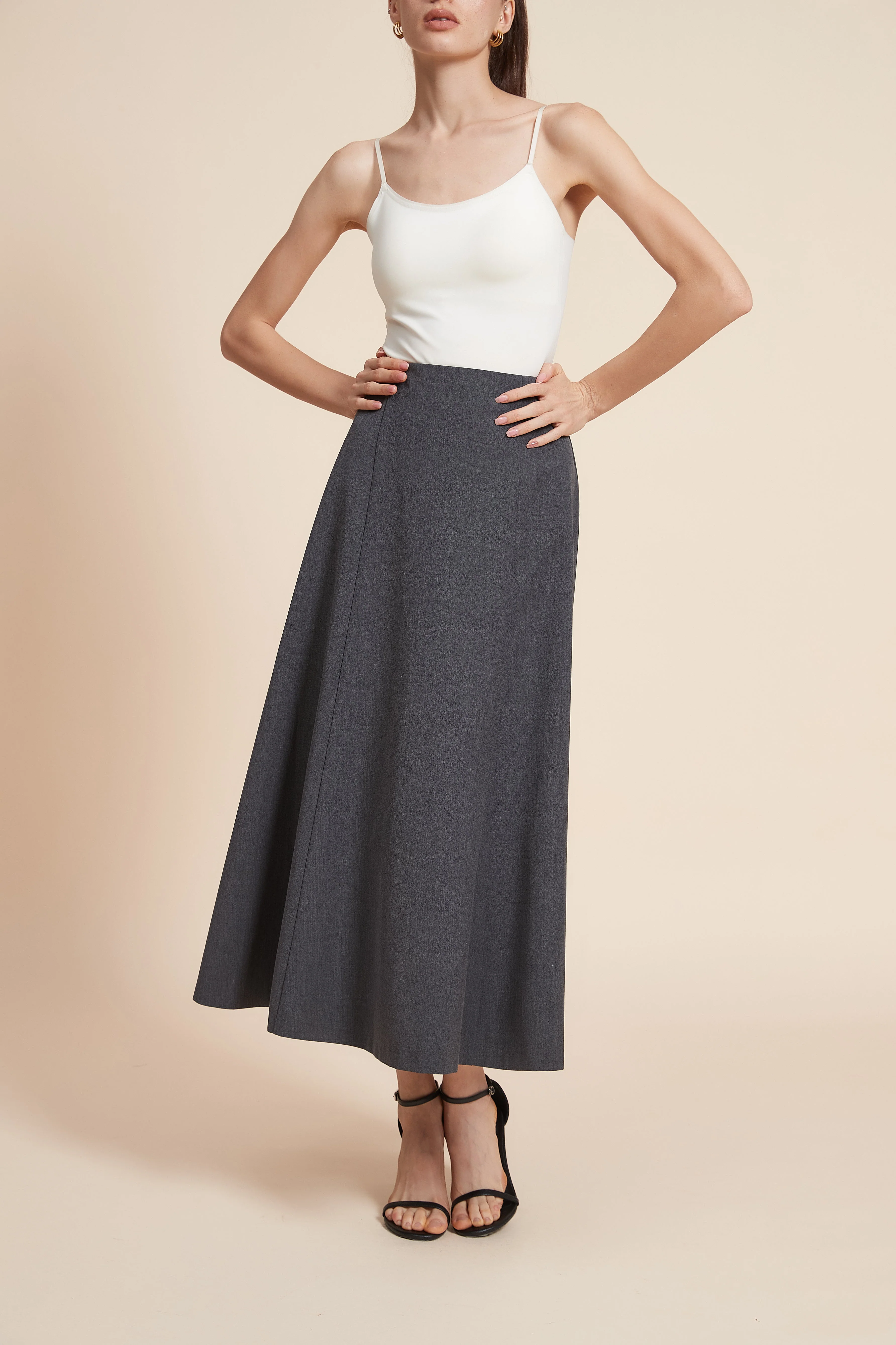 Plain Wide Midi Skirt - Image 2