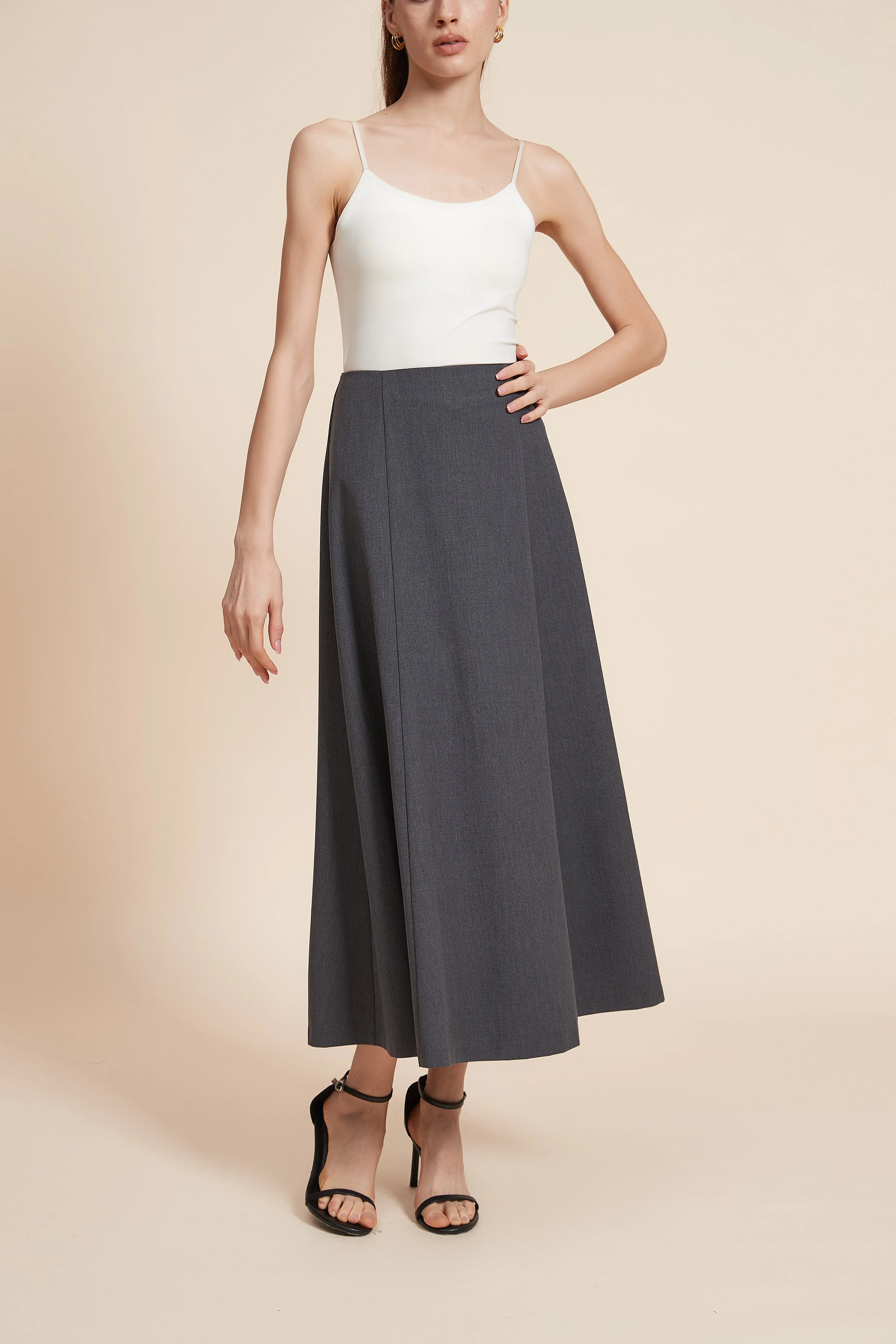 Plain Wide Midi Skirt - Image 3