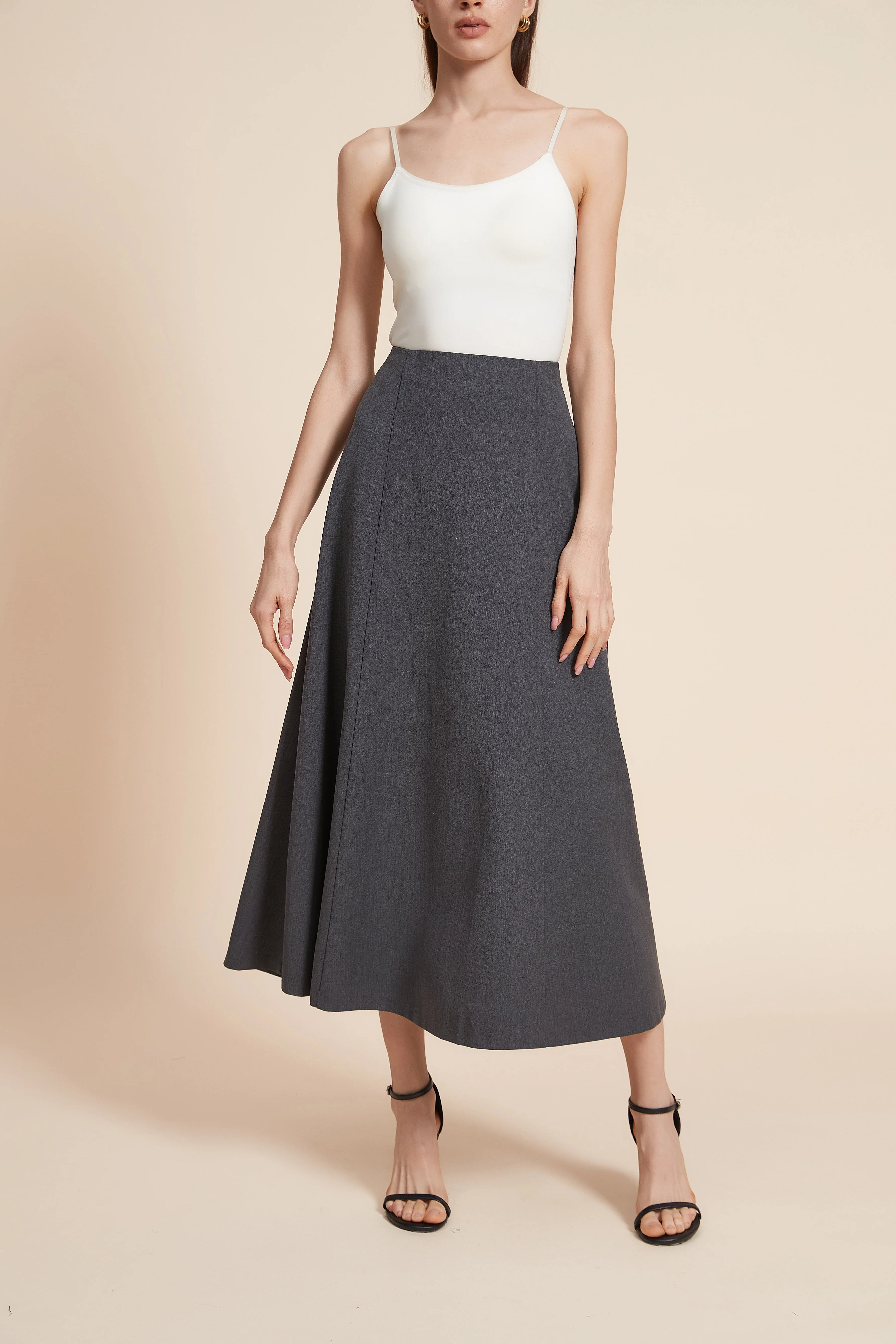 Plain Wide Midi Skirt - Image 4
