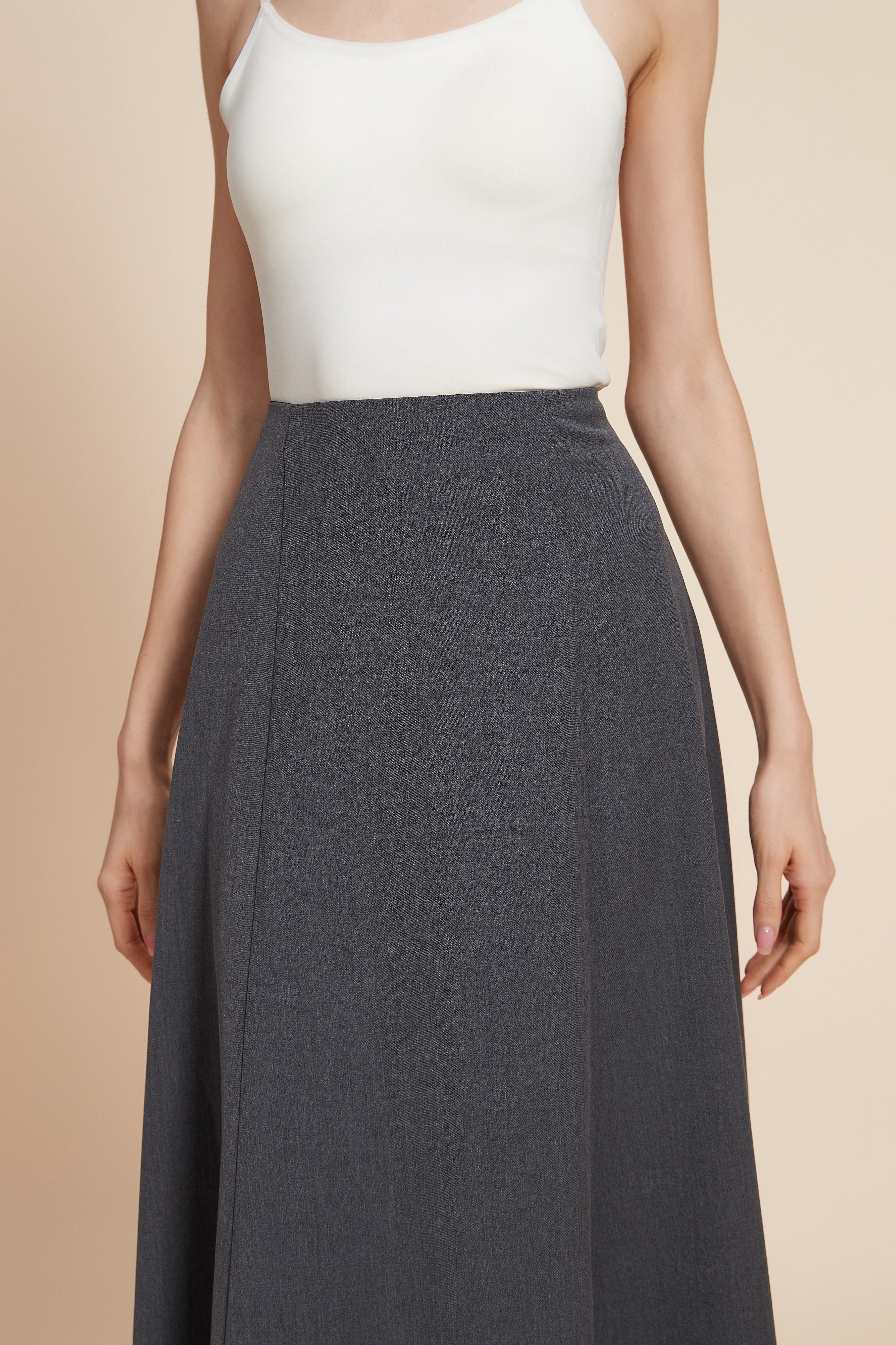 Plain Wide Midi Skirt - Image 5