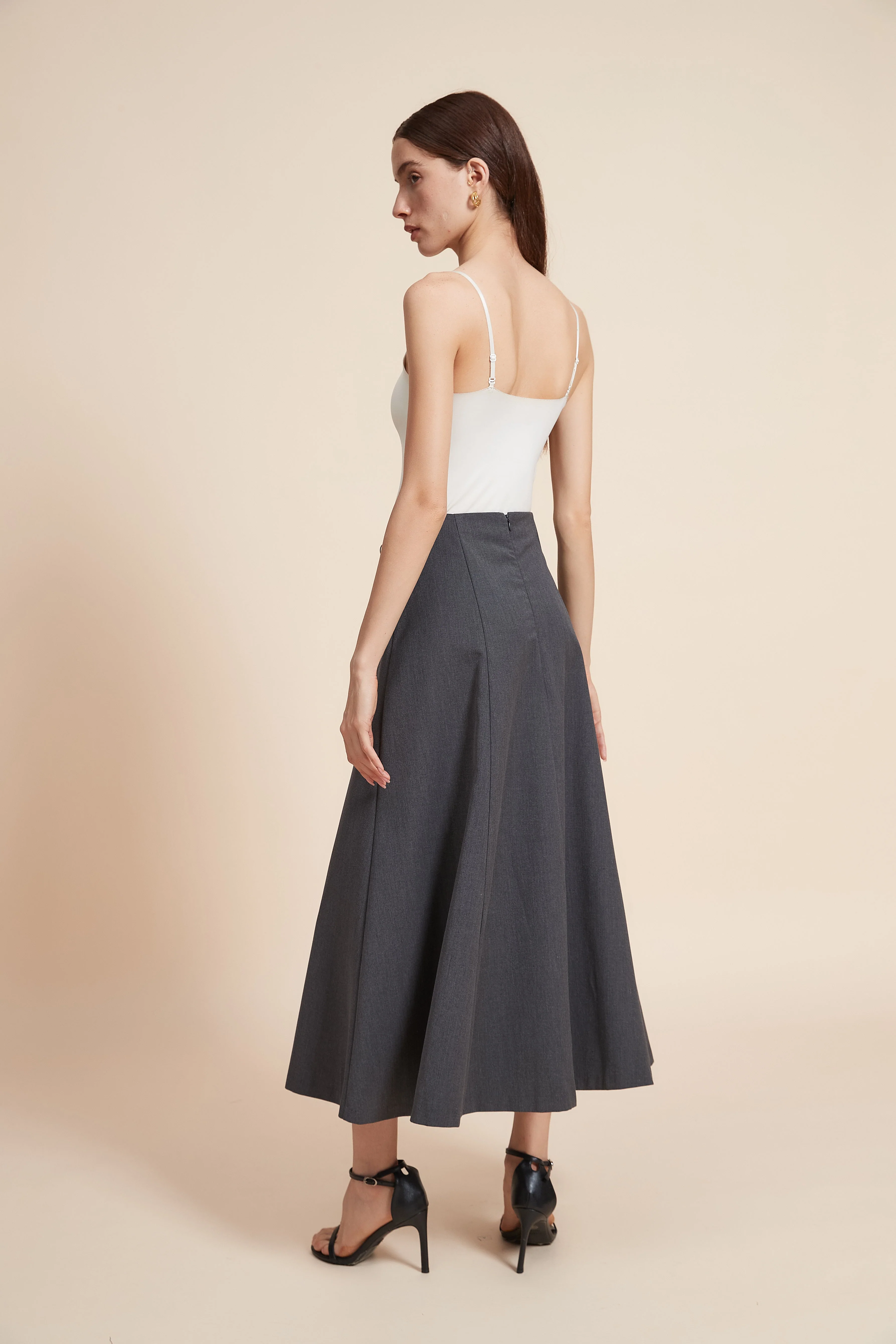 Plain Wide Midi Skirt - Image 6